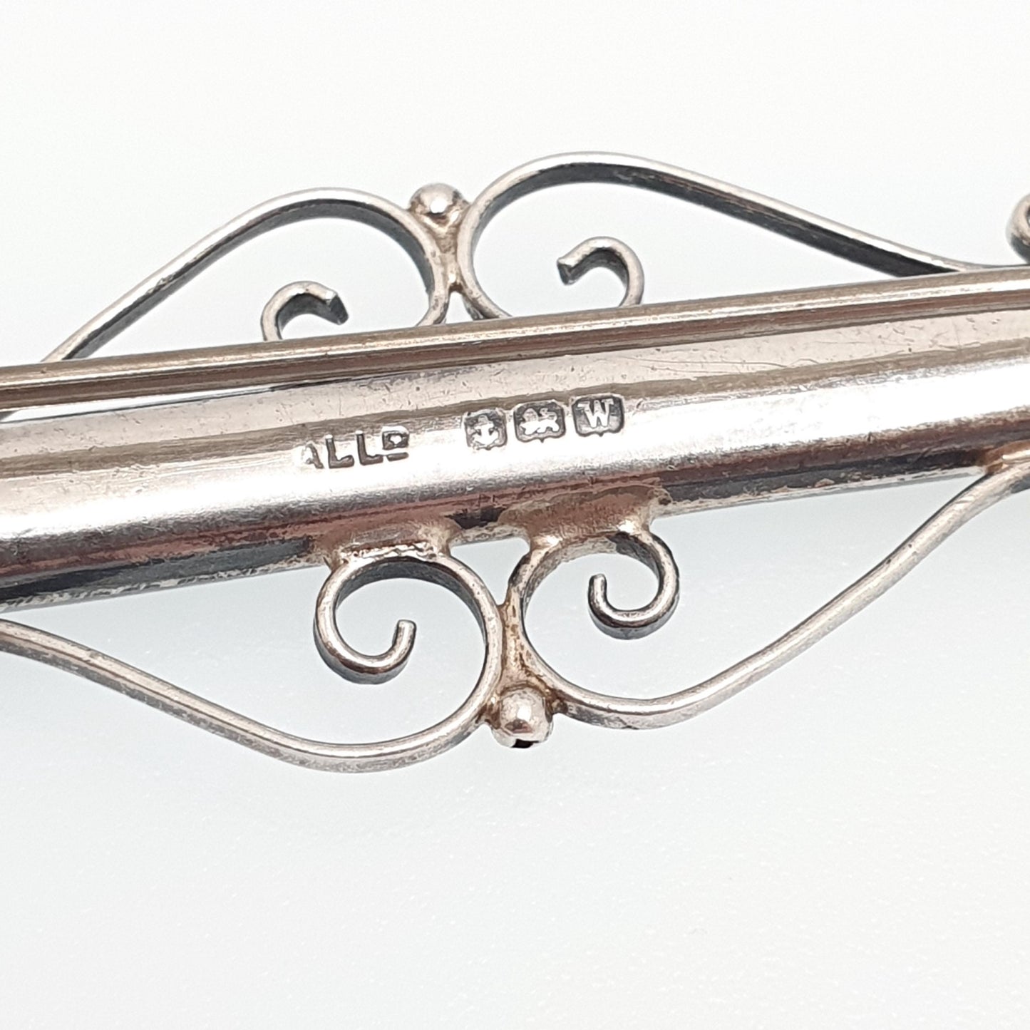 Antique Sterling Silver Scottish Granite Brooch Adie Lovekin 1921 Hallmarked Pink Aberdeenshire Feldspar Scotland Vintage Womens Jewelry