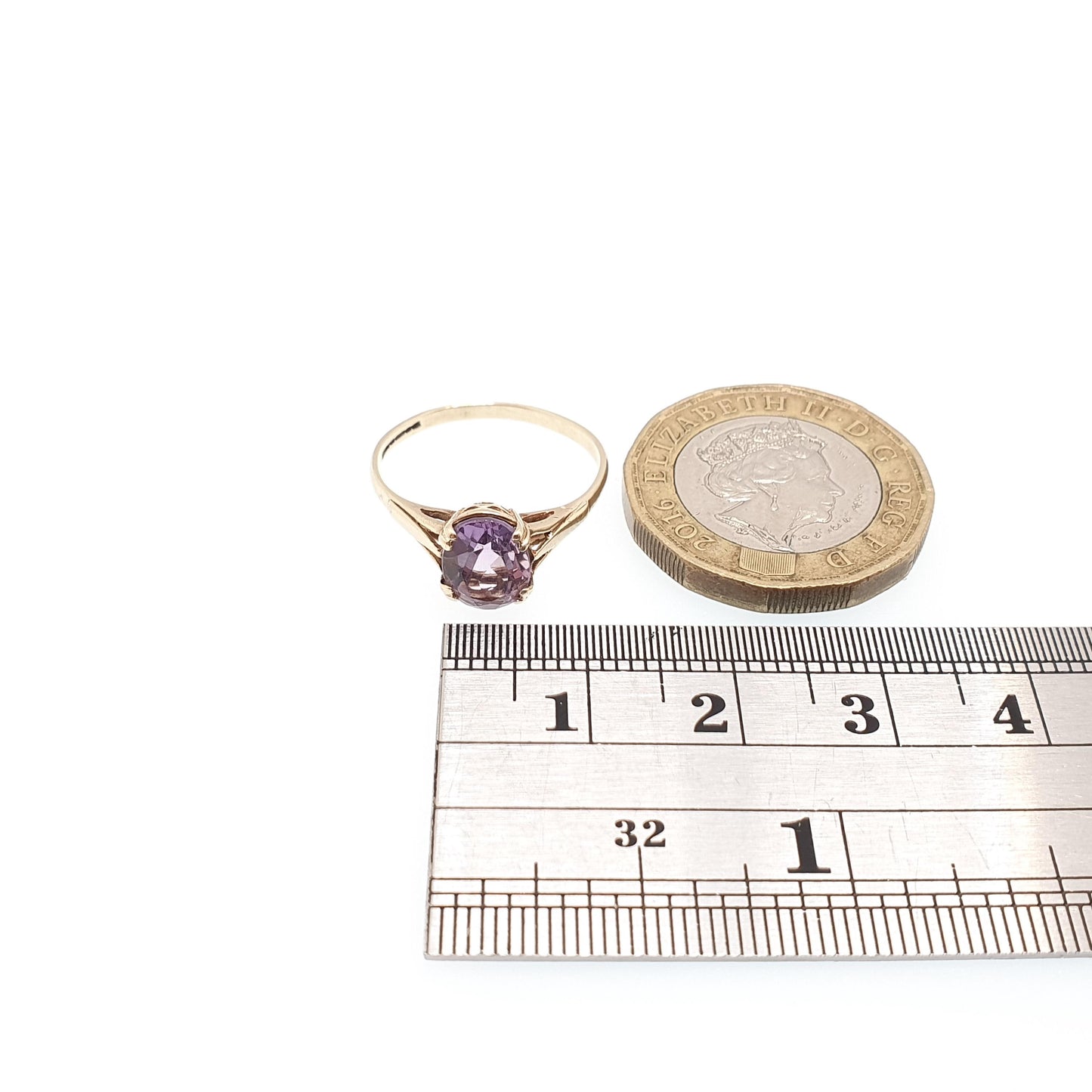 Vintage 9ct 375 Gold Amethyst Ring Oval Cut Solid 9k Fine Estate Purple Gemstone Genuine Real Retro Hallmarked Womens Jewellery Jewelry