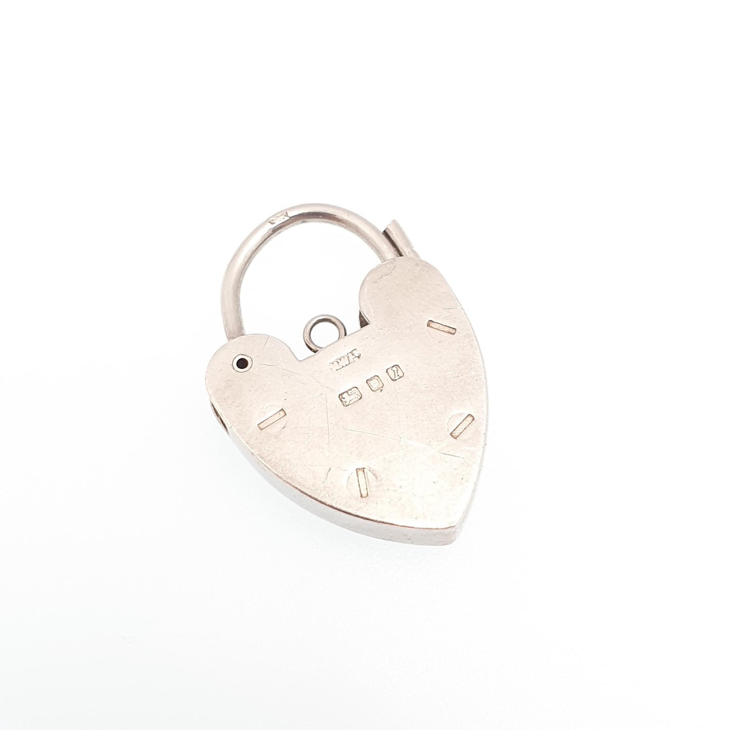 Vintage Sterling Silver Heart Lock Padlock Large Big Engraved Clasp Charm Pendant 1972 Hallmarked Necklace Bracelet Cute Jewelry Jewellery