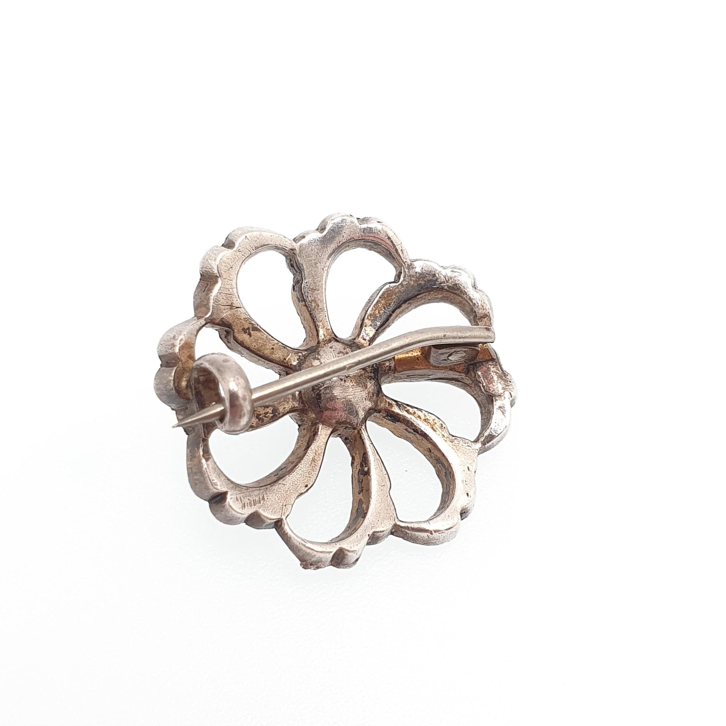 Antique Georgian Solid Silver Diamond Paste Brooch Spiral Swirl Old Cut Ornate Late 1800s Sparkly Foiled Glass Cute Jewelry Jewellery