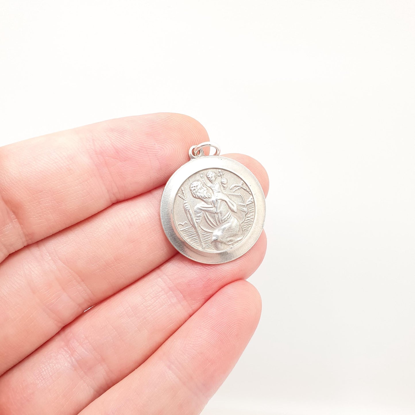 Vintage Sterling Silver St Christopher Pendant Necklace Car Plane Train Boat Double Sided Necklace Saint Retro Travel Jewellery Jewelry