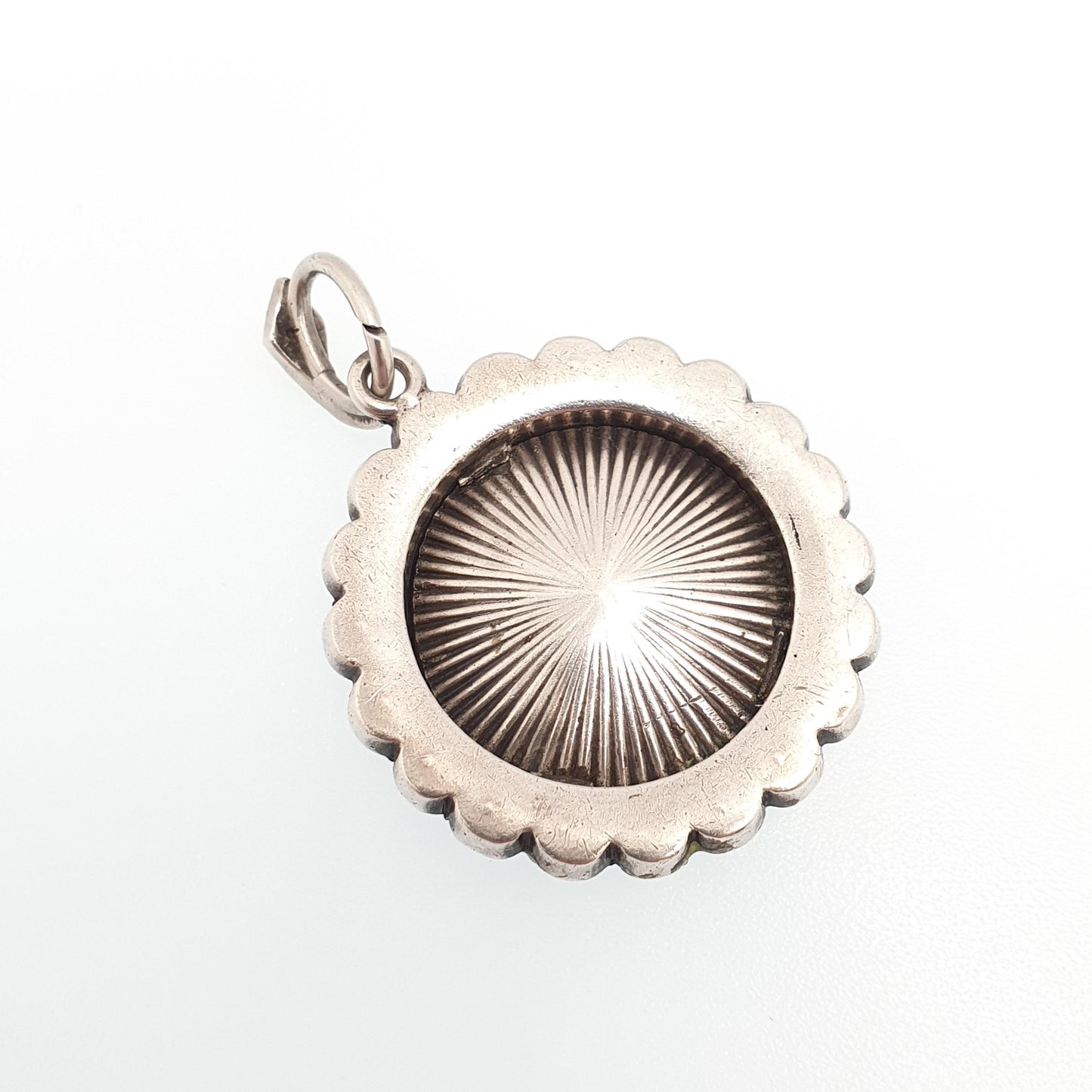 Antique Diamond Paste Solid Silver Locket Pendant Edwardian Necklace Hand Painted Picture Painting Womens Vintage Fine Jewelry Jewellery