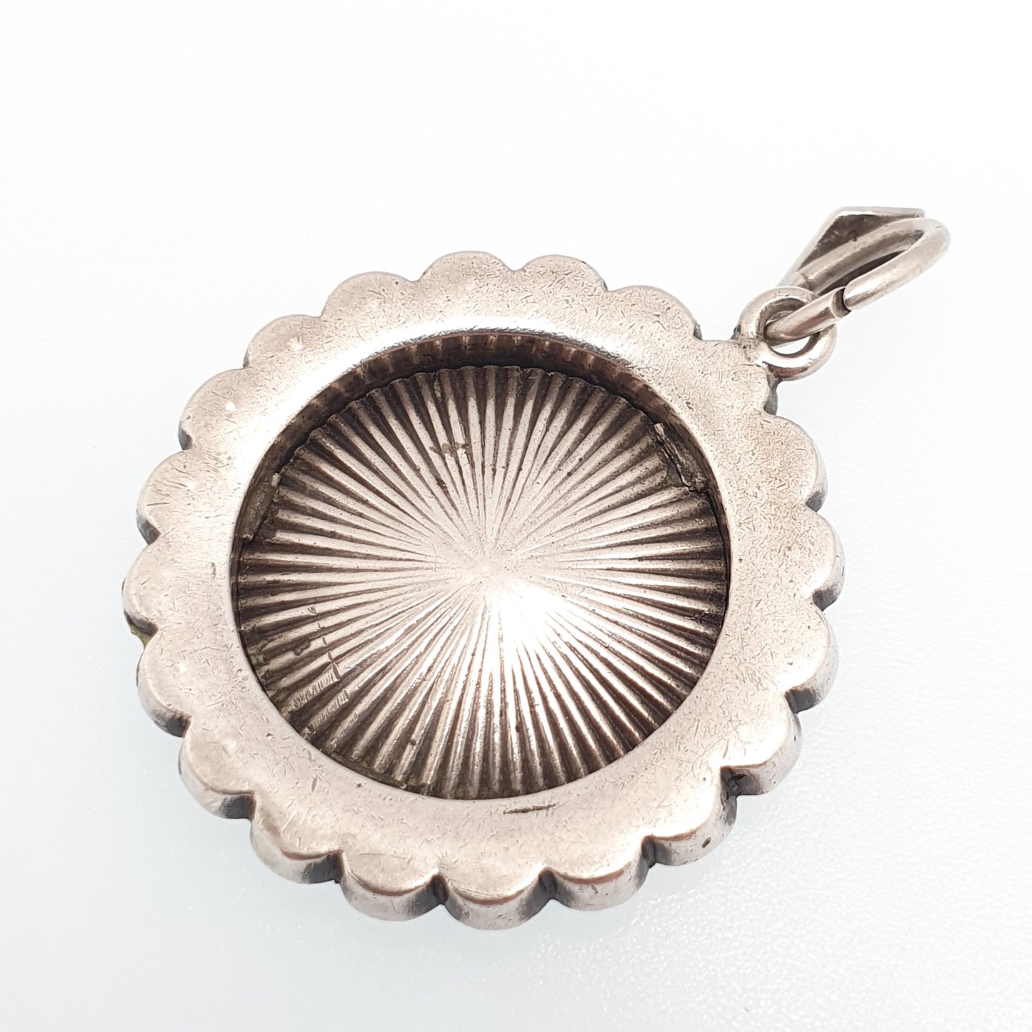 Antique Diamond Paste Solid Silver Locket Pendant Edwardian Necklace Hand Painted Picture Painting Womens Vintage Fine Jewelry Jewellery