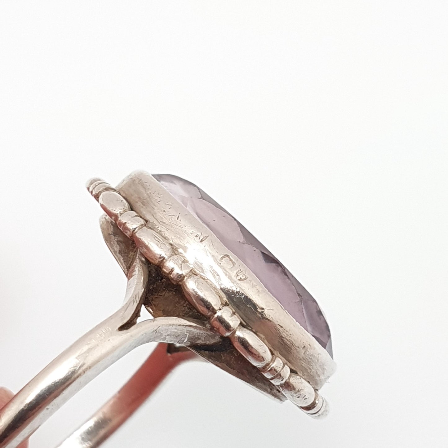 Antique Sterling Silver Amethyst Ring Art Deco Oval Cut Large Big Gemstone Vintage Genuine Real Quartz Thumb Womens Jewelry Jewellery