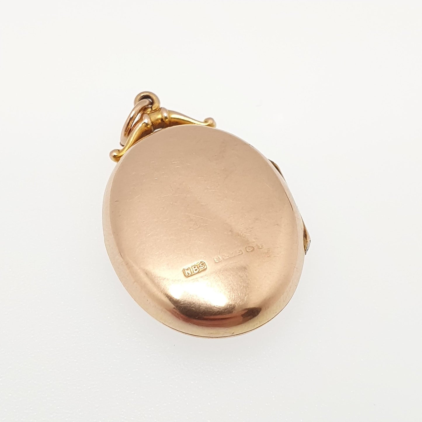 Antique 9ct Rose Gold Seed Pearl Locket Sapphire Paste Pendant Necklace Star Solid 9k 375 1910 Hallmark Vintage Womens Jewellery Jewelry