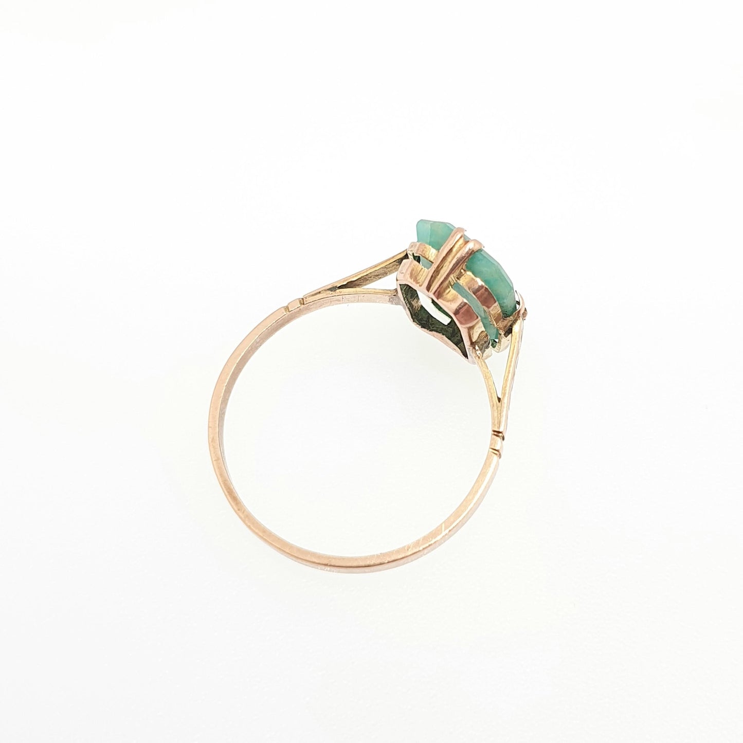 Antique 9ct Gold Chrysoprase Ring Art Deco Solid 9k 375 Rectangular Solitaire Green Real Gemstone Rare Womens Vintage Jewelry Jewellery