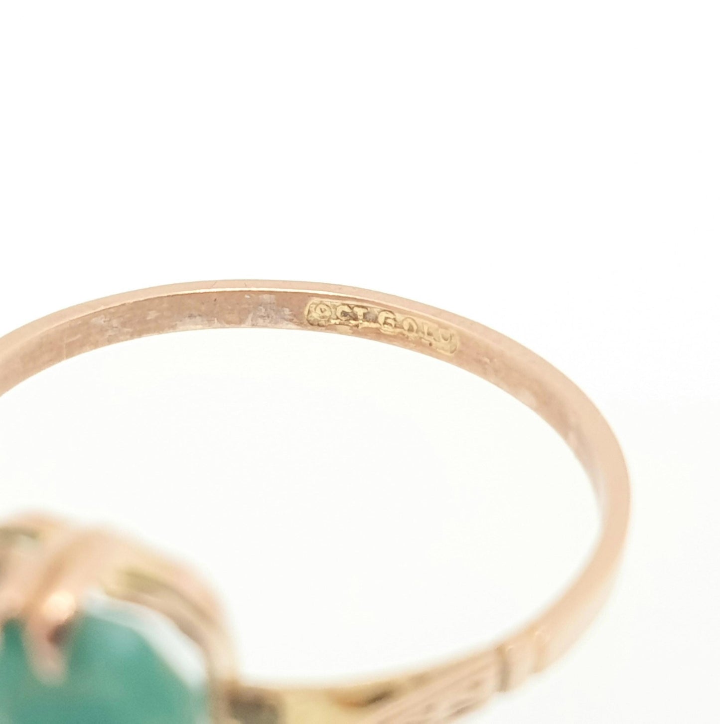Antique 9ct Gold Chrysoprase Ring Art Deco Solid 9k 375 Rectangular Solitaire Green Real Gemstone Rare Womens Vintage Jewelry Jewellery