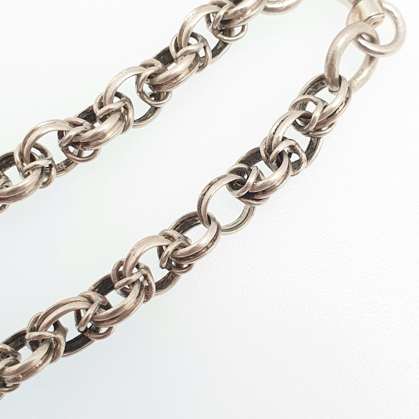 Antique Victorian Solid Silver Belcher Knot Link Bracelet Chain Dog Clip Large Rolo 8.20g 18cm Round Albert Vintage Womens Jewelry Jewellery