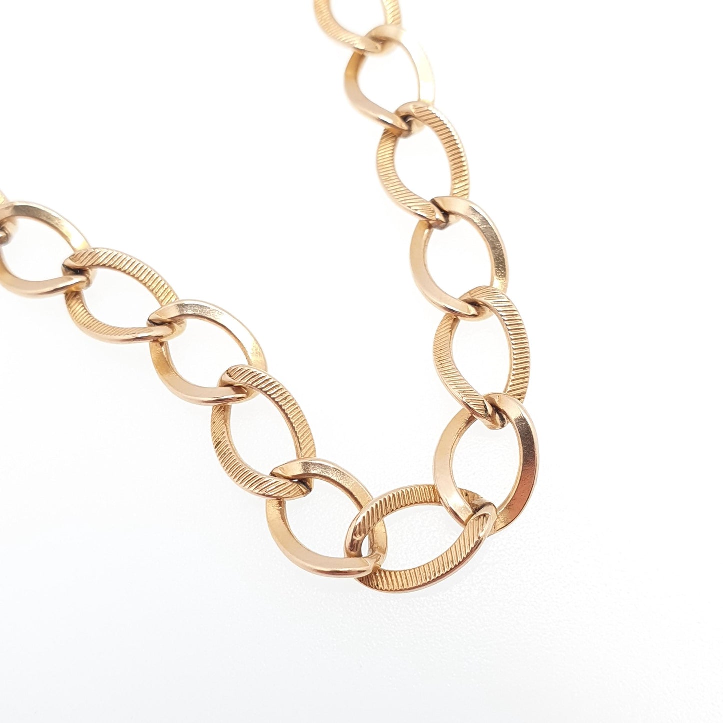 Old Vintage 12kt Rolled Gold Curb Link Bracelet AJC Co 18.5cm 7.25" 6.31g Gold Filled 12k Yellow Etched Thick Jewelry Jewellery Mens Womens
