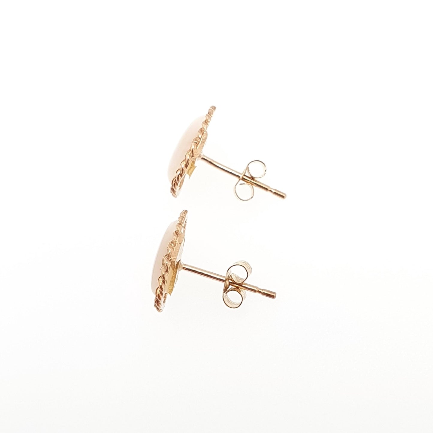 Vintage Opal 9k 9ct Gold Stud Earrings Solid 9 Carat 375 Fire White Large Oval Cut Cabochon Retro Gemstone Womens Ladies Jewelry Jewellery