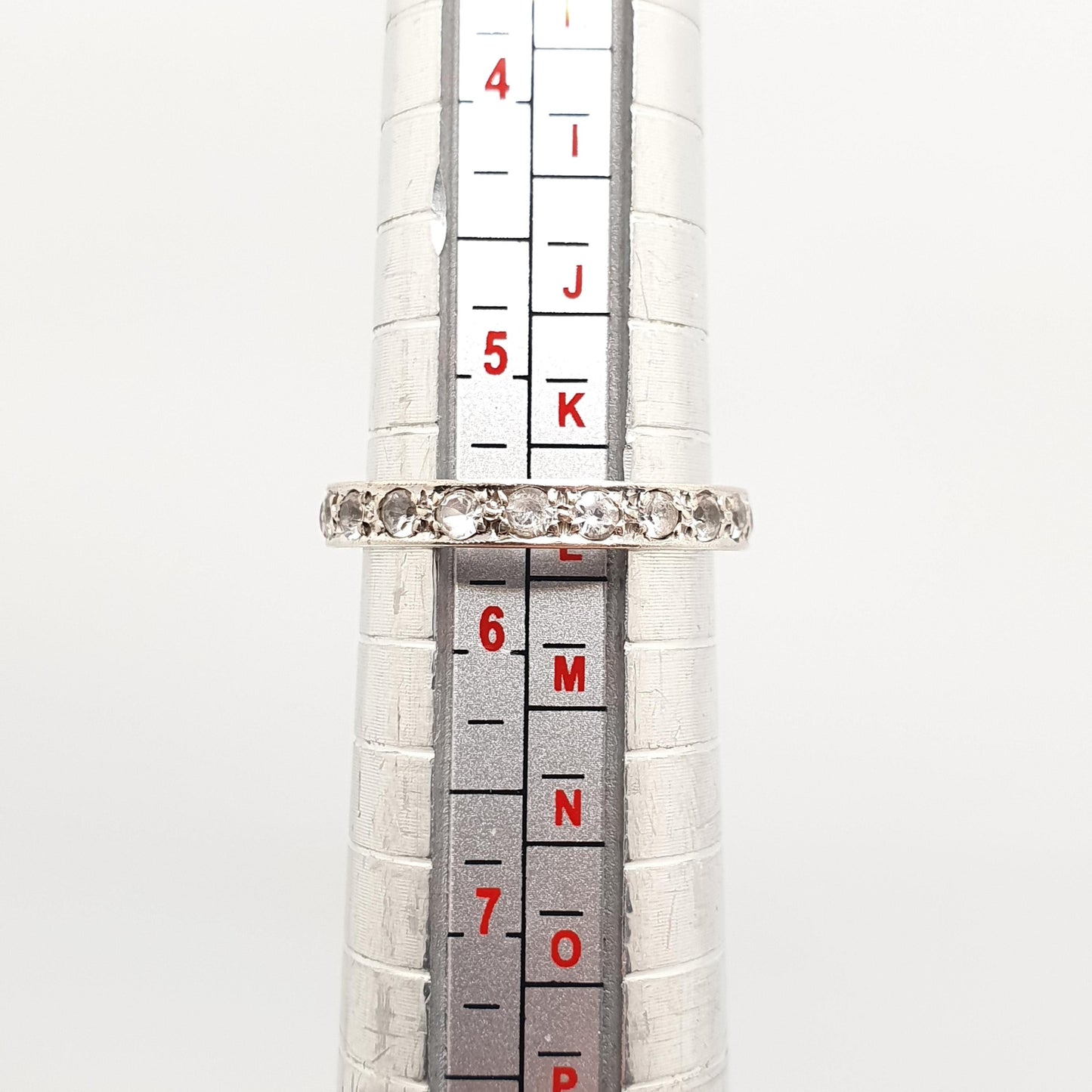 Antique 9ct 9k White Gold Eternity Ring White Spinel Art Deco 1920s Full Band Gemstone Solid 375 Vintage Sparkly Womens Jewelry Jewellery