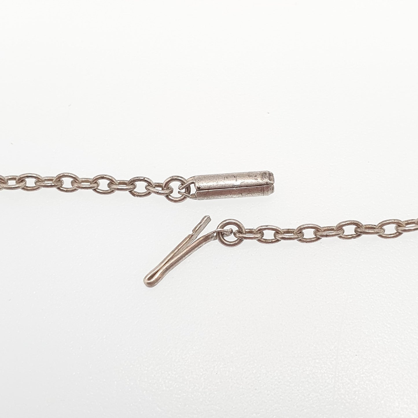 Antique Solid Silver Chain Necklace Cable Link 40cm 15.7" 3.43g Trace Oval Links Genuine Womens Vintage Old Retro Jewelry Jewellery