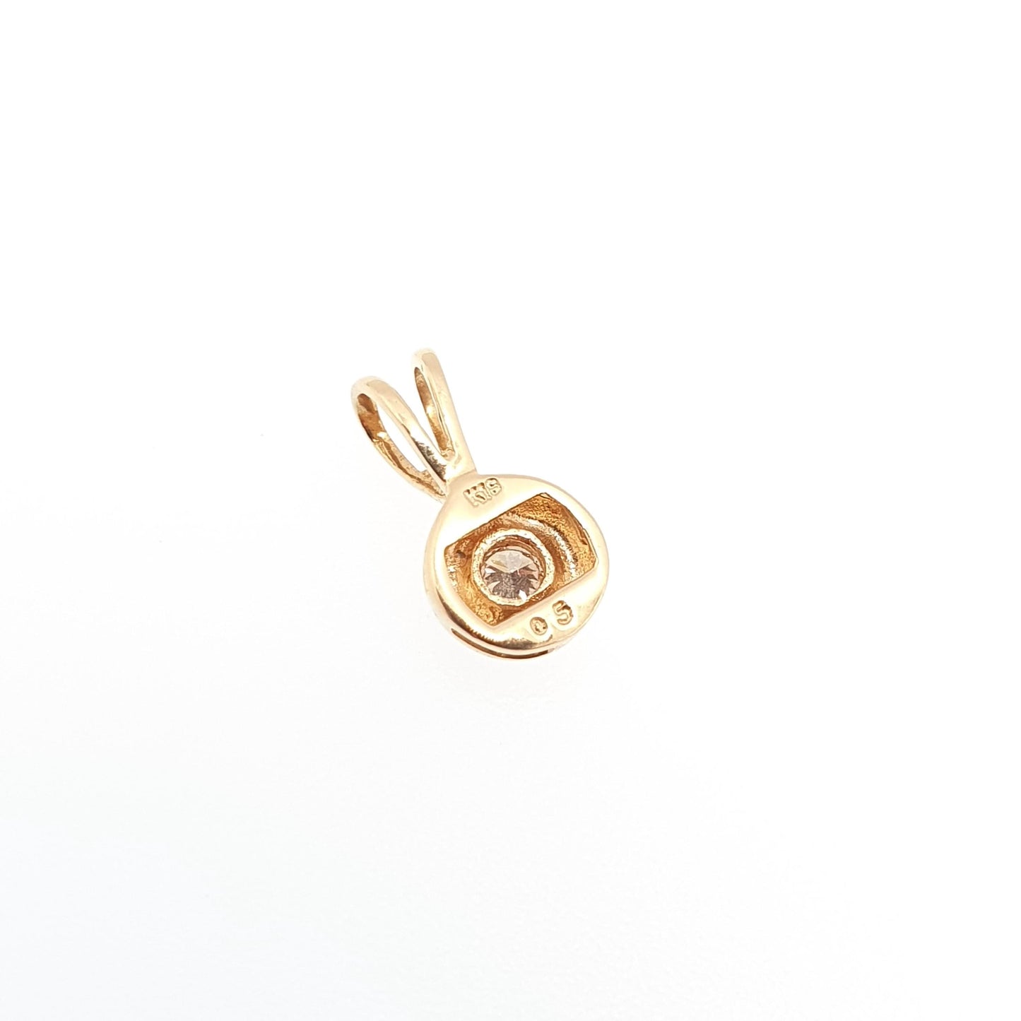 Vintage 18ct Gold Diamond Pendant 0.05ct Necklace Solid 750 18k Solitaire Small Brilliant Cut Real Gemstone Retro Womens Jewelry Jewellery