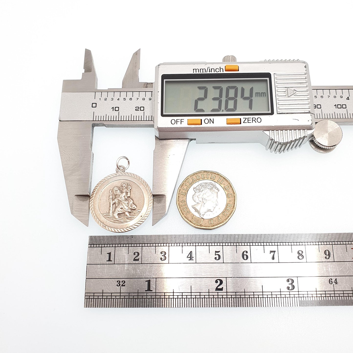 GEORG JENSEN Vintage Sterling Silver St Christopher Pendant Necklace Large Big 1970s Hallmark Saint Travel Jewellery Jewelry Men Women