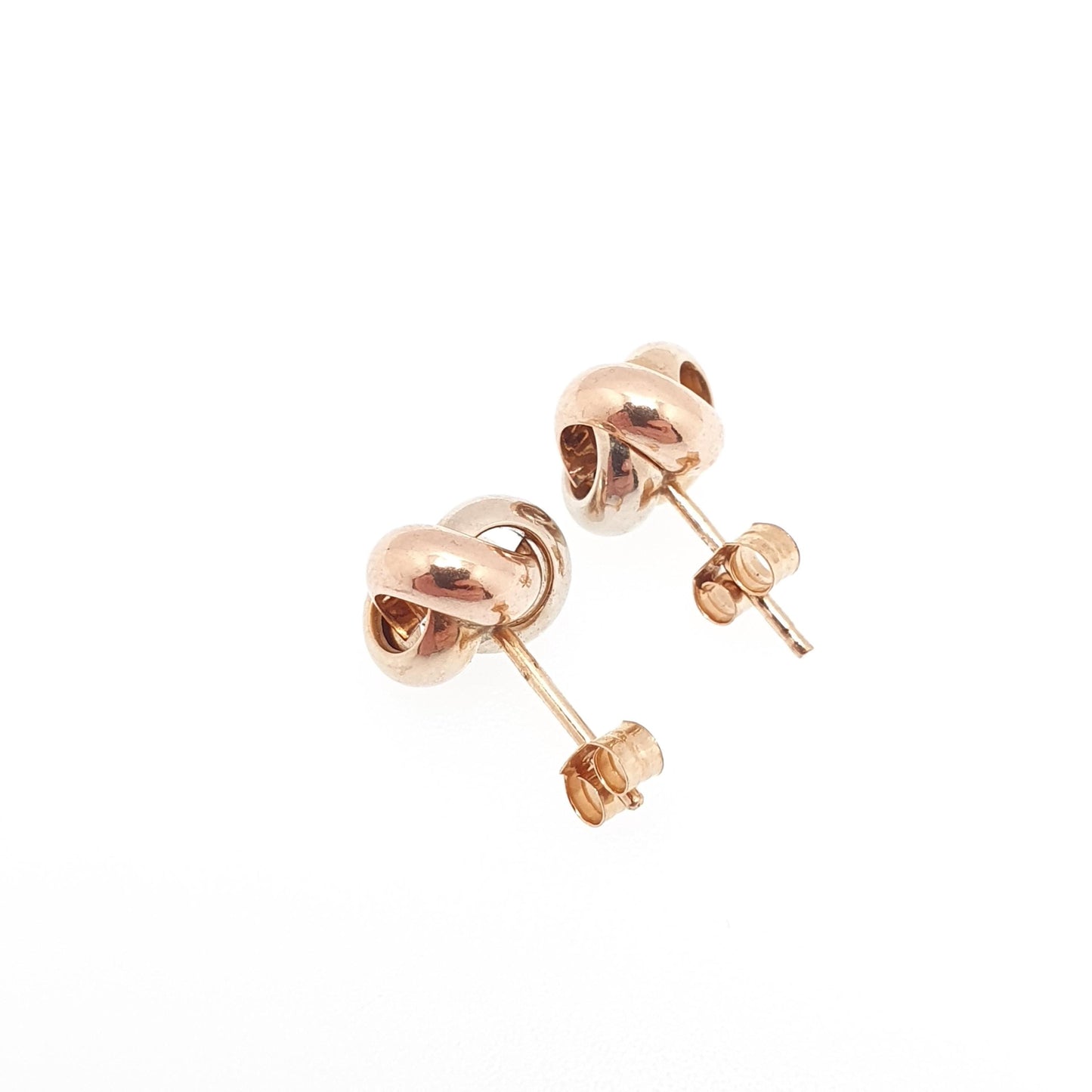 Vintage 9k 9ct Gold Knot Earrings Stud Tri Colour Color Solid 375 Retro Twisted Woven Rose Yellow White Gift Womens Jewelry Jewellery