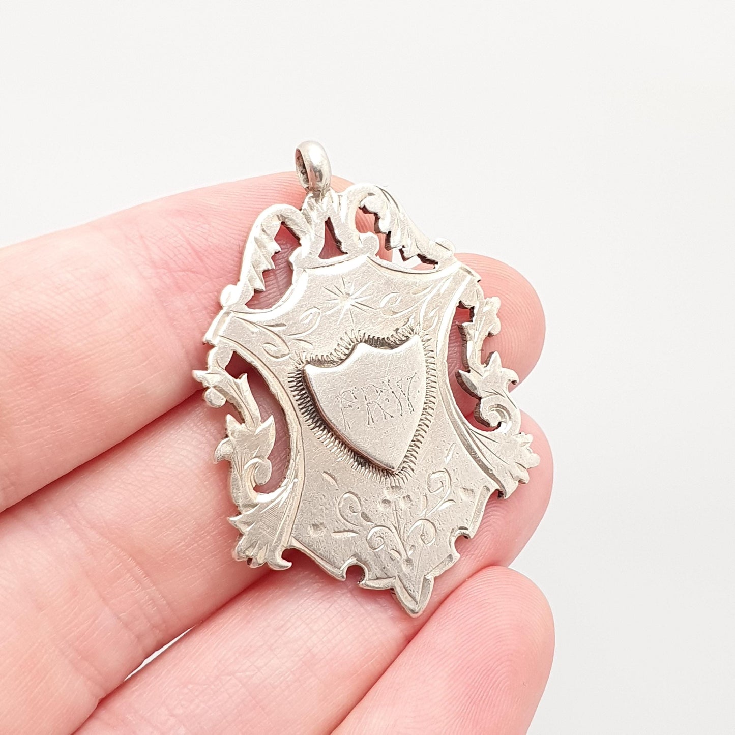 Antique Victorian Sterling Silver Albert Fob Pendant Big Heavy Large 1893 Hallmark Shield 13.96g Necklace Womens Mens Jewelry Jewellery