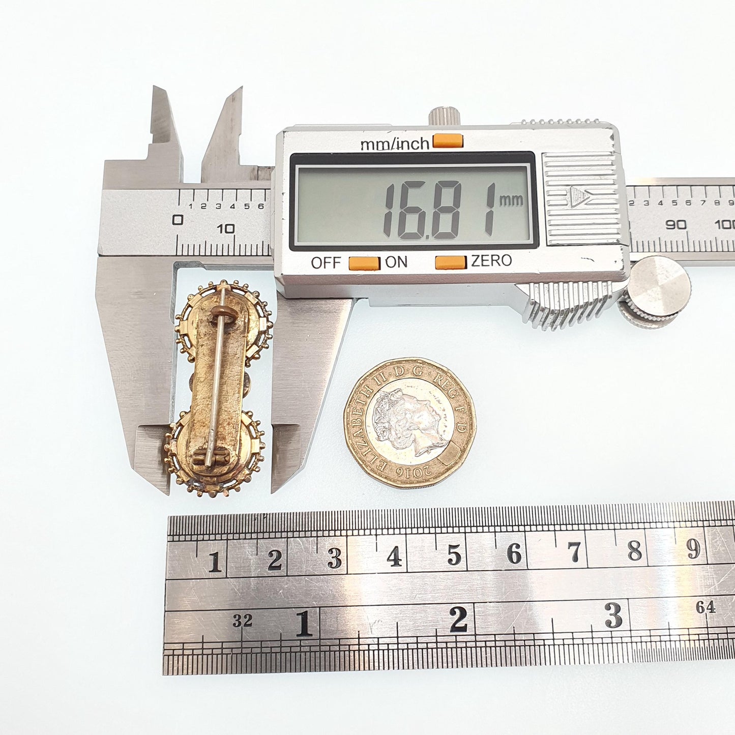 Antique Victorian Rolled Gold Filled Brooch Etruscan Dome Nipple Bust Vintage 1800s Geometric British Womens Jewelry Jewellery Vintage