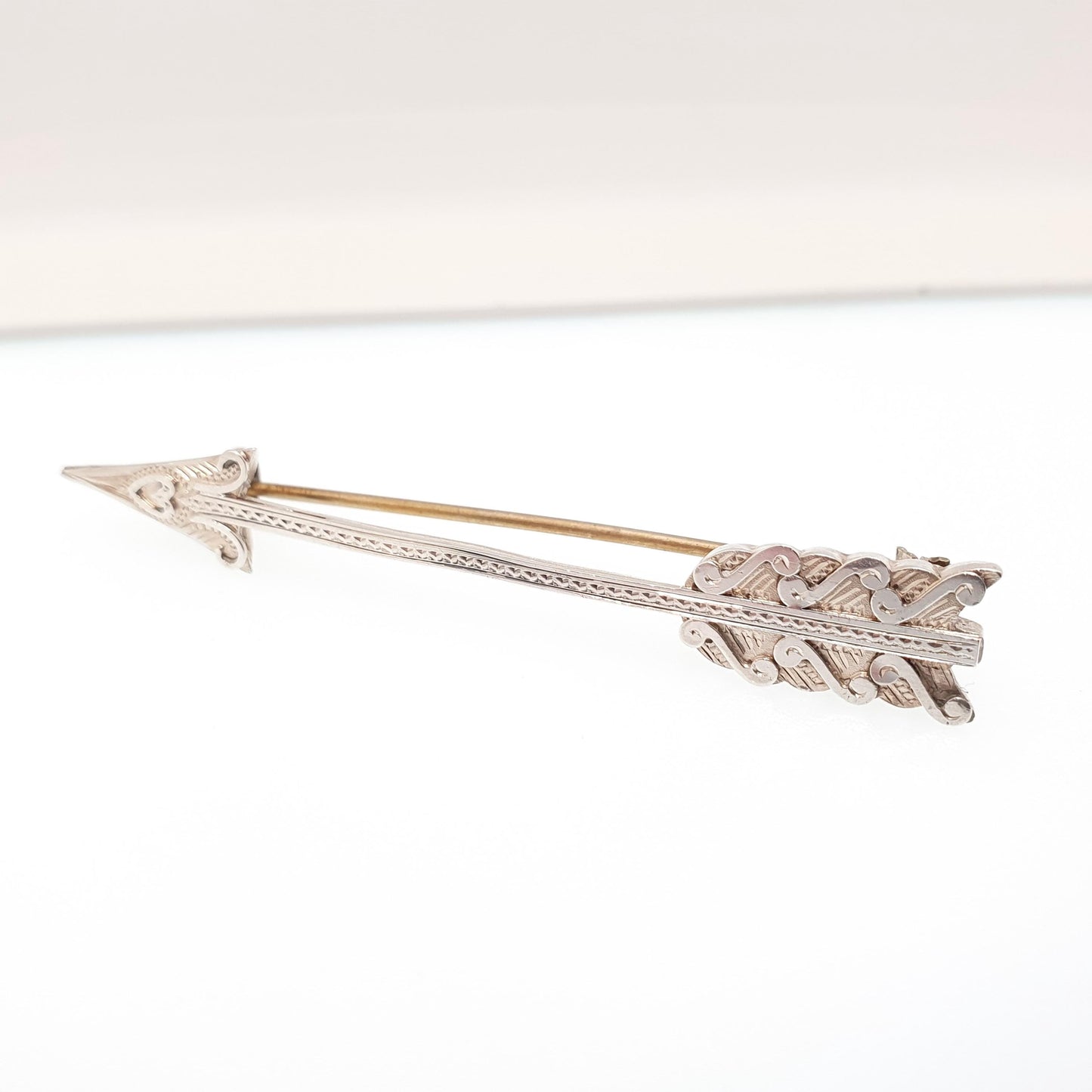 Antique Victorian Solid Silver Arrow Brooch Pin Sagittarius Archer Love Cupid Genuine 1800s Gift Vintage Womens Mens Jewellery Jewelry