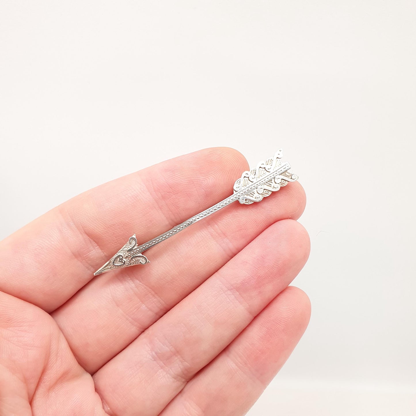 Antique Victorian Solid Silver Arrow Brooch Pin Sagittarius Archer Love Cupid Genuine 1800s Gift Vintage Womens Mens Jewellery Jewelry