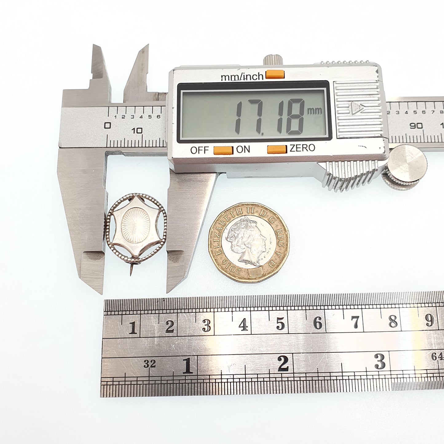 Antique CHARLES HORNER Sterling Silver Brooch Art Nouveau Engine Turned Genuine Pin Solid 925 1900s Vintage Womens Ladies Jewelry Jewellery