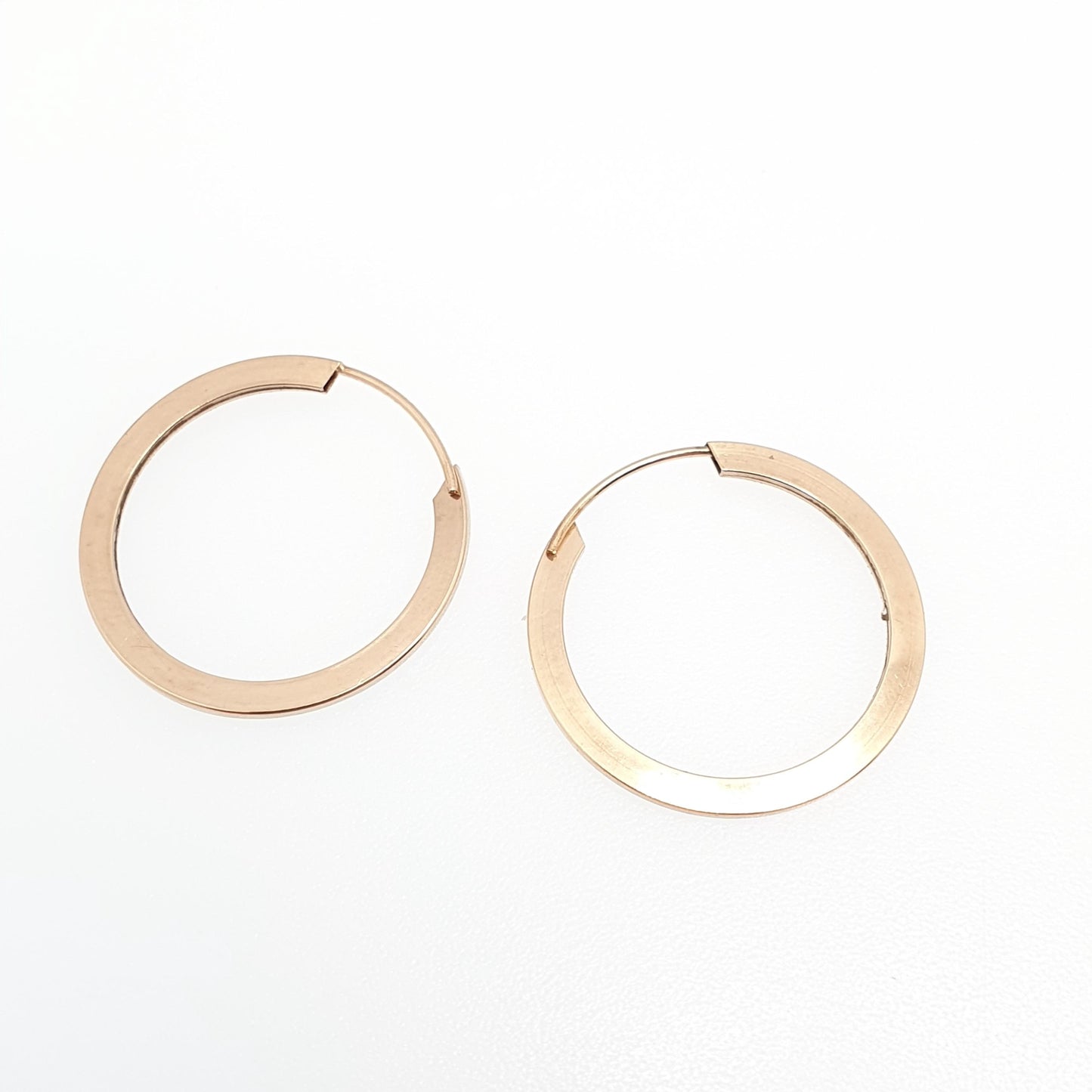 Vintage 9k 9ct Gold Hoop Earrings Full Round Circle Loop Solid 375 Engraved Lined 1980s Grooved Etched Ladies Womens Jewelry Jewellery