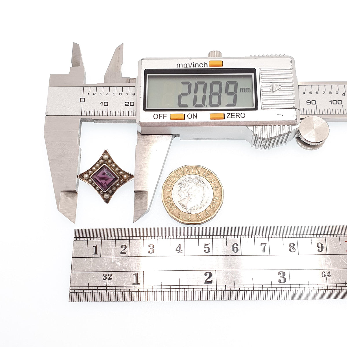 Antique Solid Silver Amethyst Paste Star Brooch Victorian Seed Pearl Oval Shape Genuine 1800s Vintage Womens Ladies Jewelry Jewellery
