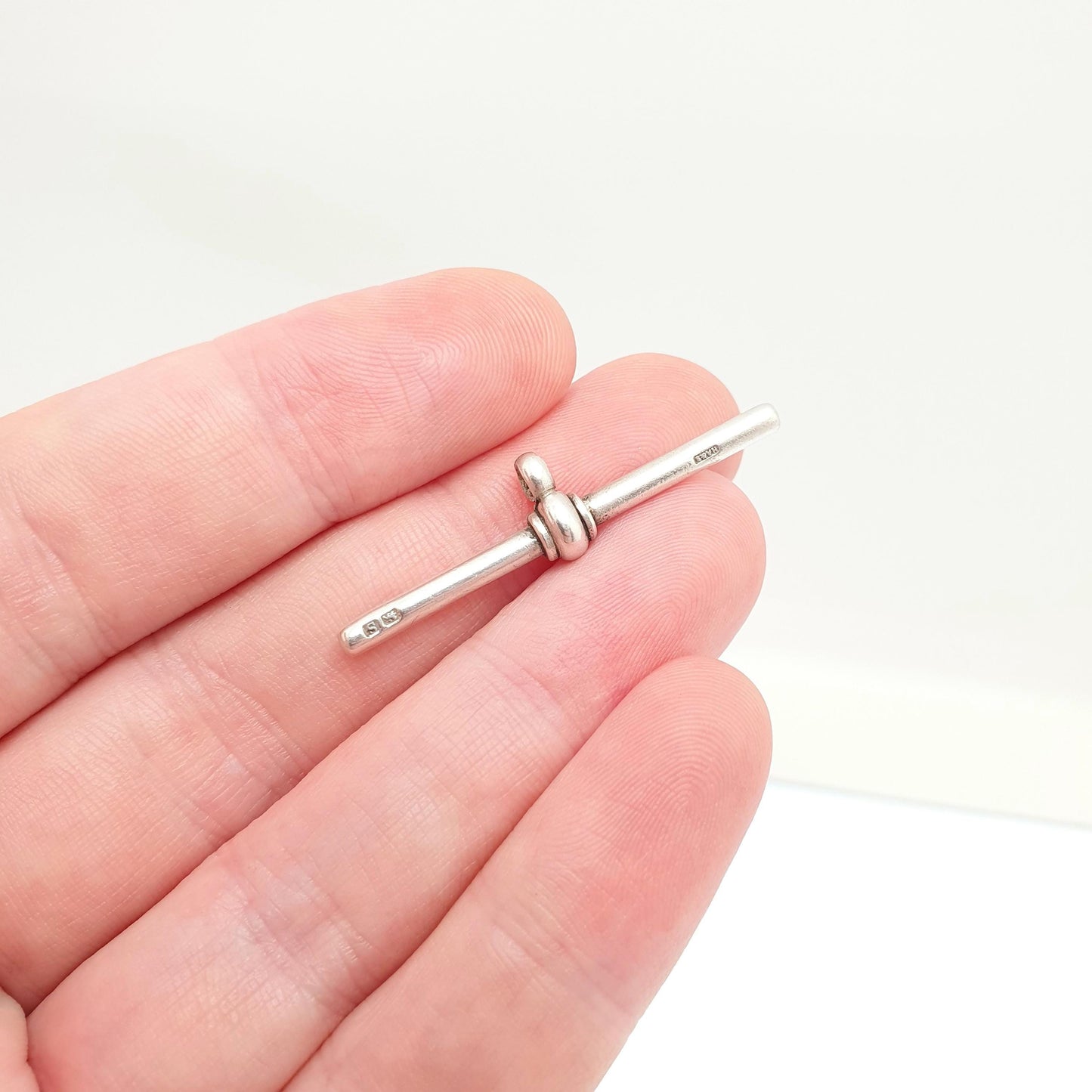 Antique Sterling Silver T Bar Pendant Fob Necklace Albert Chain 1917 Hallmark Pocket Watch Charm 925 Vintage Mens Womens Jewelry Jewellery