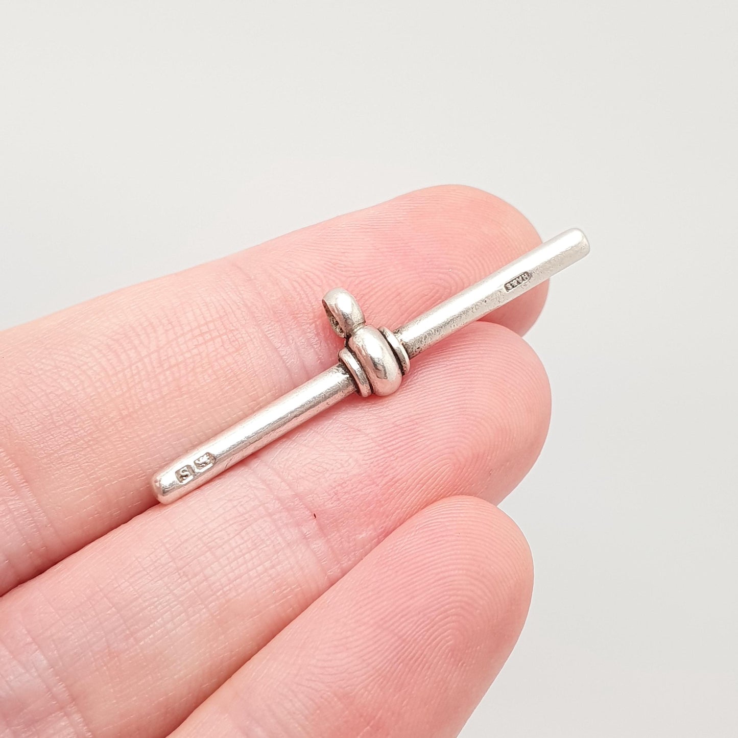 Antique Sterling Silver T Bar Pendant Fob Necklace Albert Chain 1917 Hallmark Pocket Watch Charm 925 Vintage Mens Womens Jewelry Jewellery