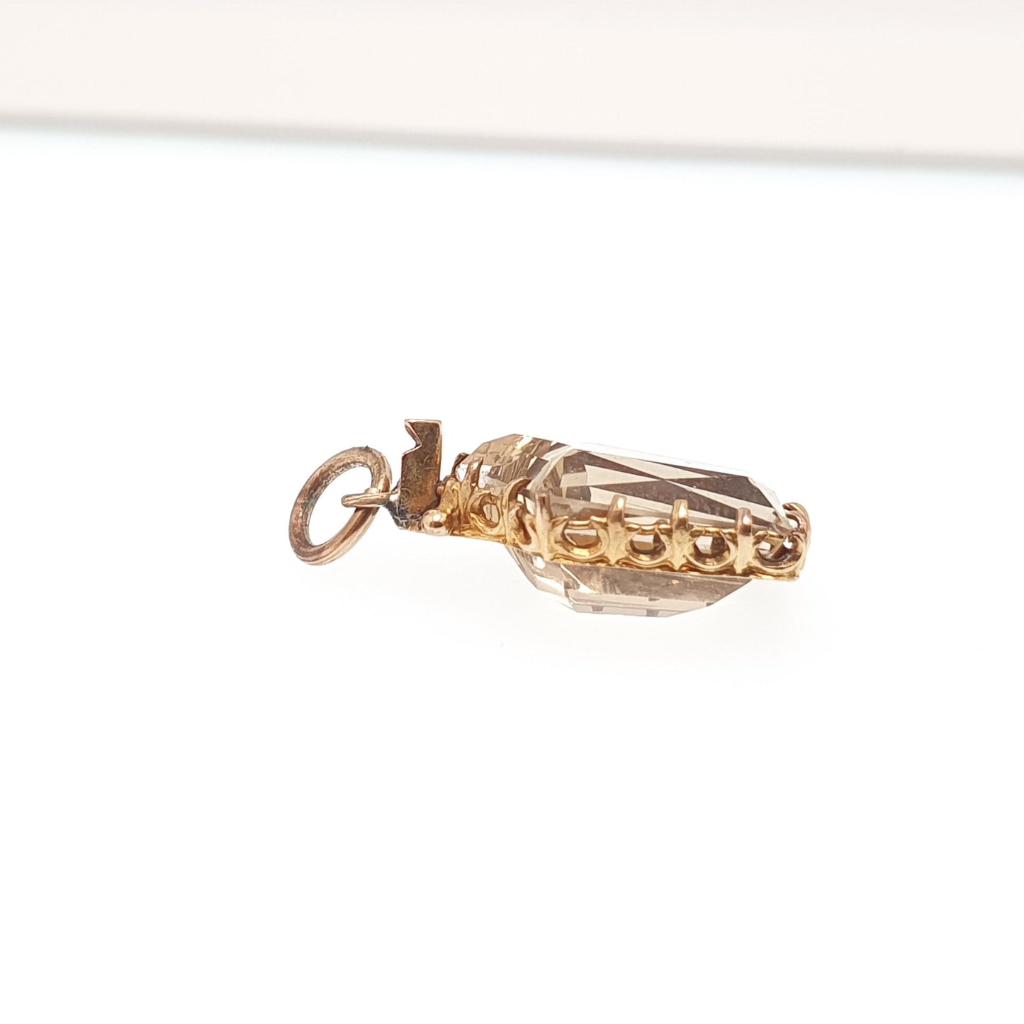 Antique Victorian 9ct 9k Gold Citrine Pendant Necklace Pointed Rectangular Cut Solid 375 Mid 1800s Vintage Rare Small Fine Jewelry Jewellery