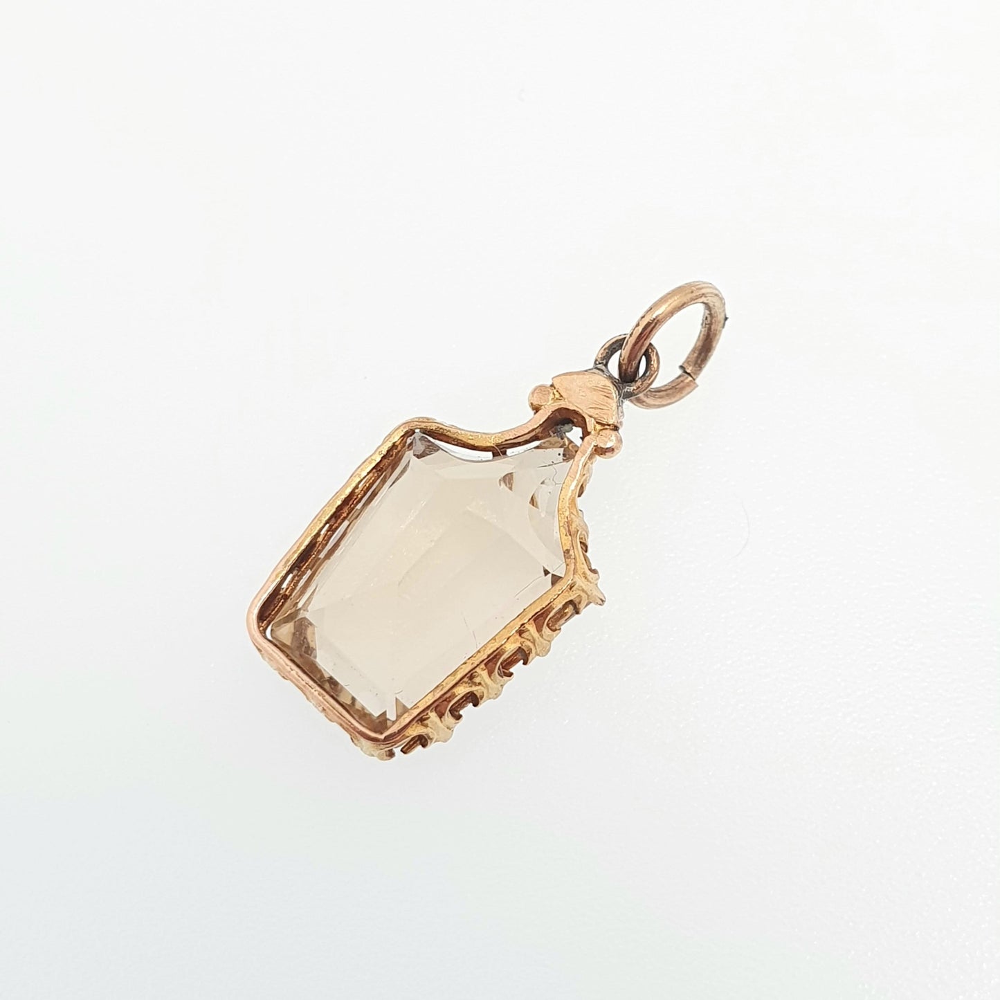 Antique Victorian 9ct 9k Gold Citrine Pendant Necklace Pointed Rectangular Cut Solid 375 Mid 1800s Vintage Rare Small Fine Jewelry Jewellery