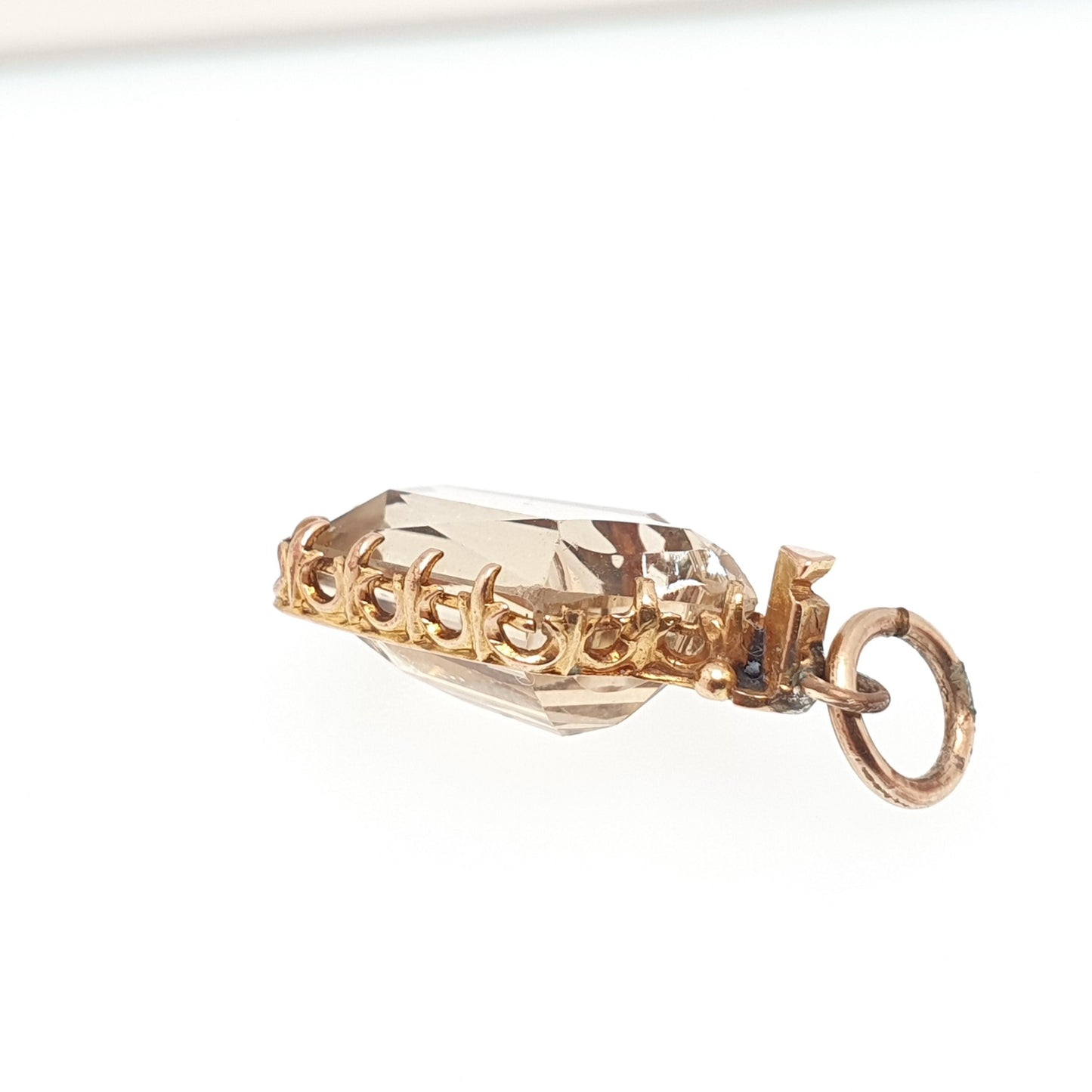 Antique Victorian 9ct 9k Gold Citrine Pendant Necklace Pointed Rectangular Cut Solid 375 Mid 1800s Vintage Rare Small Fine Jewelry Jewellery