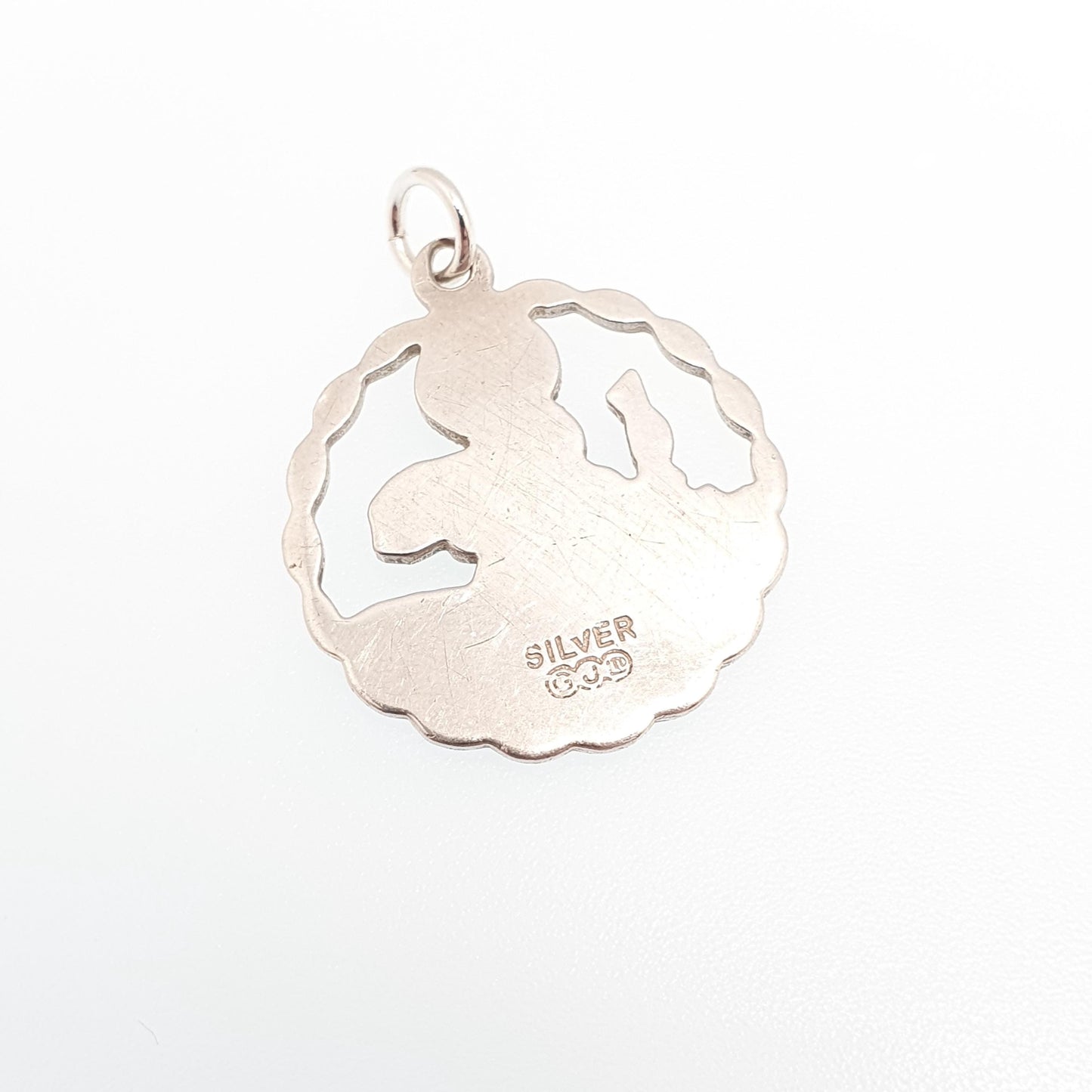GEORG JENSEN Vintage St Christopher Sterling Silver Pendant Necklace Pierced Cut Out Silhouette GJ Ltd Saint Travel 925 Jewellery Jewelry