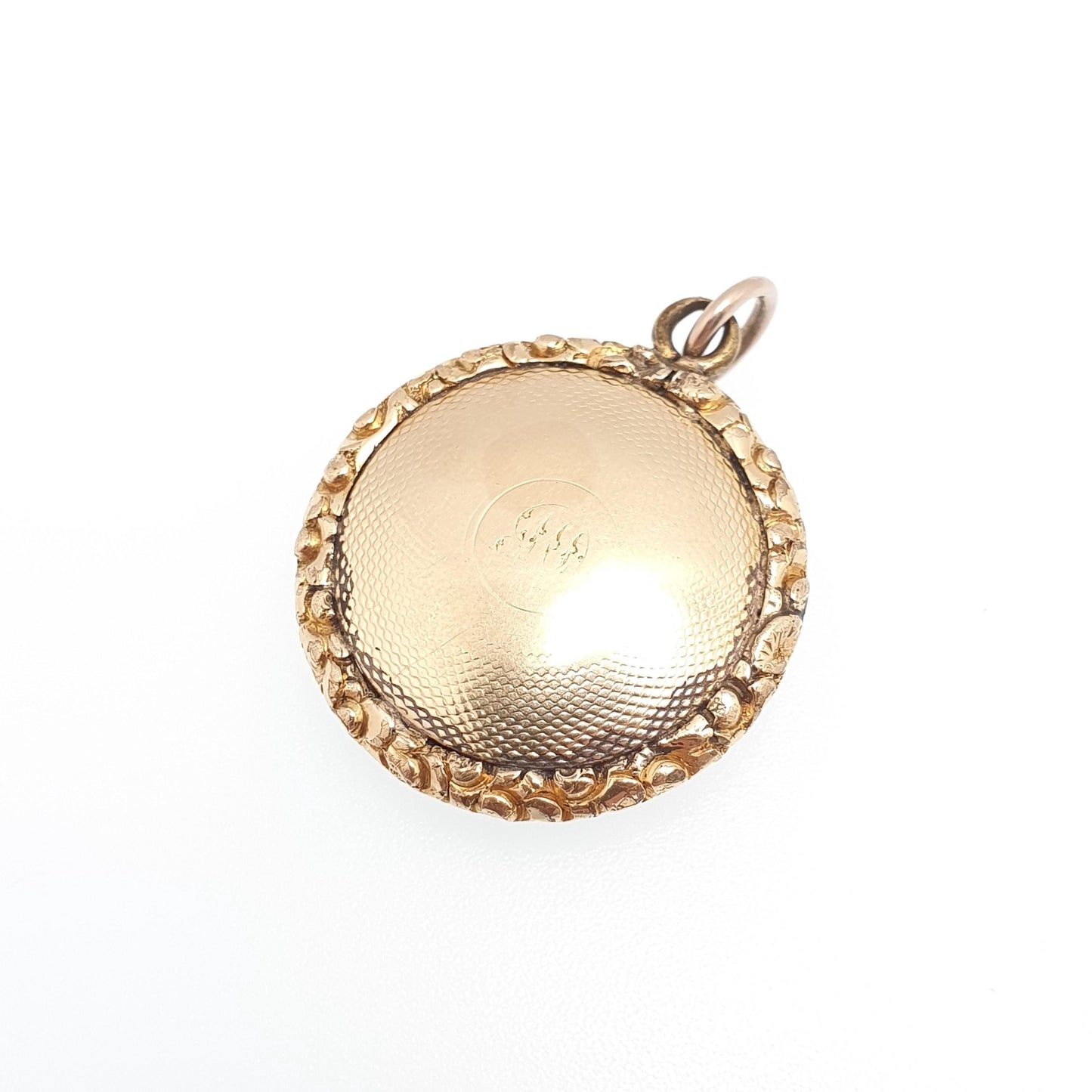 Antique Victorian 9ct Gold Locket Pendant Solid Gold Back Necklace Engraved Chased Border Vintage 1800s Picture Womens Jewelry Jewellery