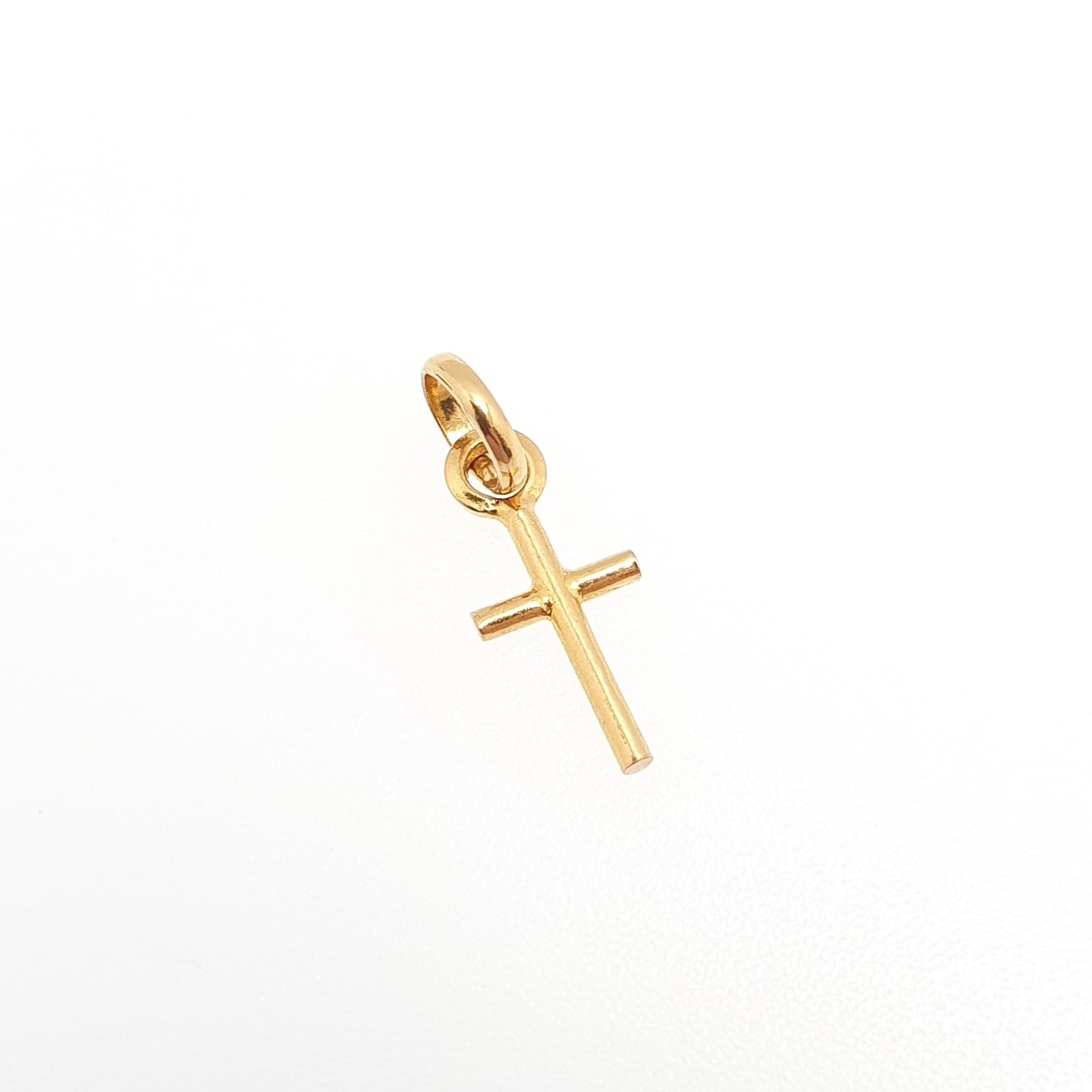 Vintage 18ct Gold Cross Pendant Charm Crucifix Necklace Solid 750 18k Small Petite Gift Christian Catholic Retro Womens Jewelry Jewellery