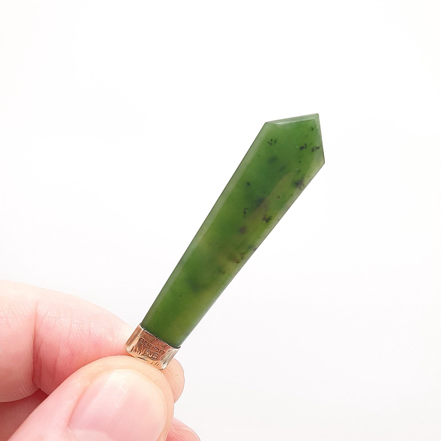Antique 9ct 9kt Gold New Zealand Jade Necklace Pendant 1905 Hallmark New Zealand Maori Nephrite Green Solid 375 Women Jewelry Jewellery