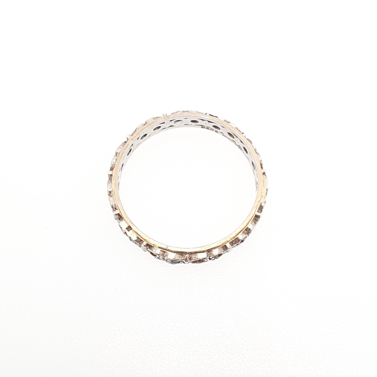 Vintage 9ct Gold Eternity Ring Blue White Spinel Heart Shape Full Real Genuine Gemstone Solid 9k 375 Hallmarked Womens Jewelry Jewellery