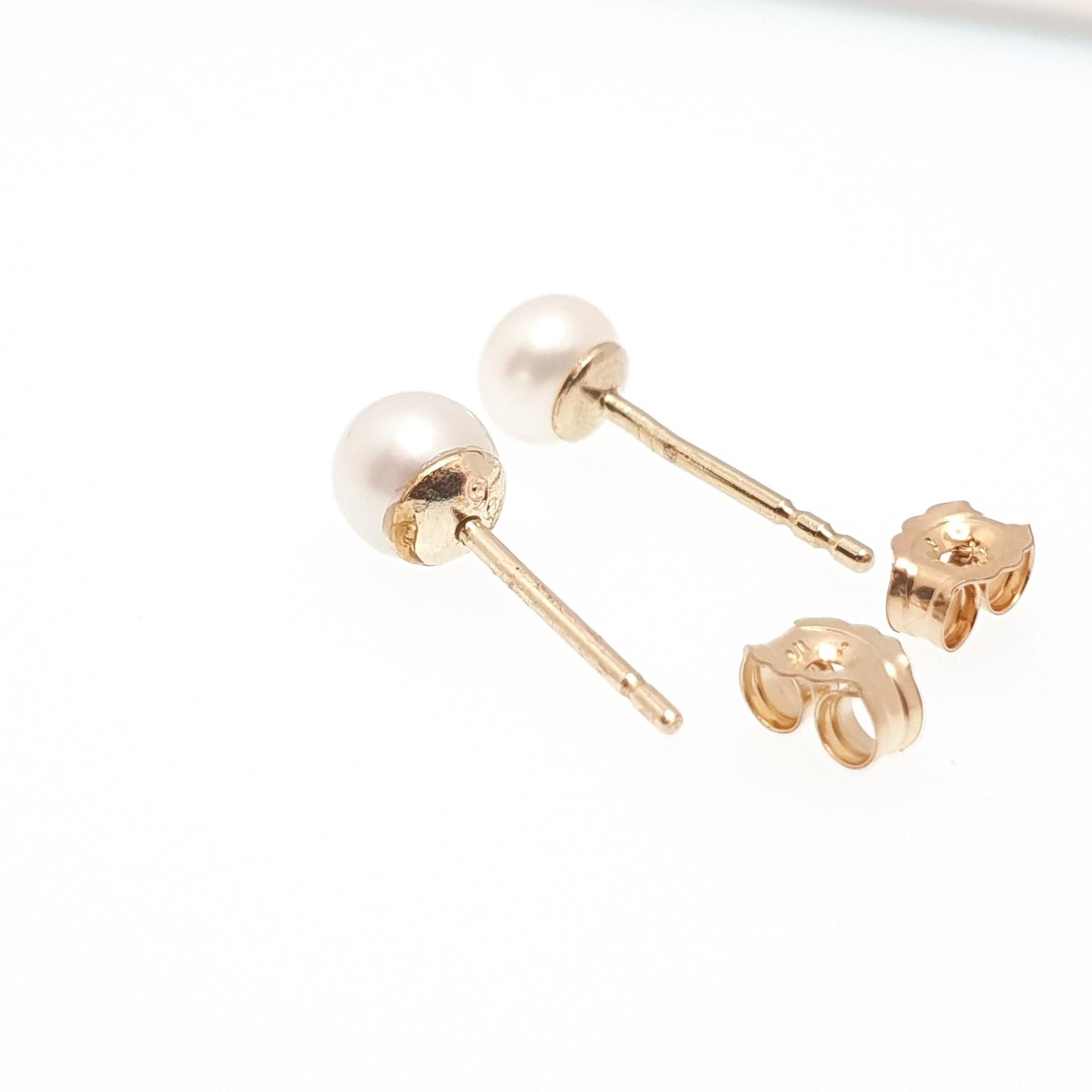 Vintage 9k Gold Cultured Pearl Earrings Stud White Cream Solid Yellow 9k 9 Carat Womens Ladies Jewelry Jewellery Bead Ball Jewellery Jewelry