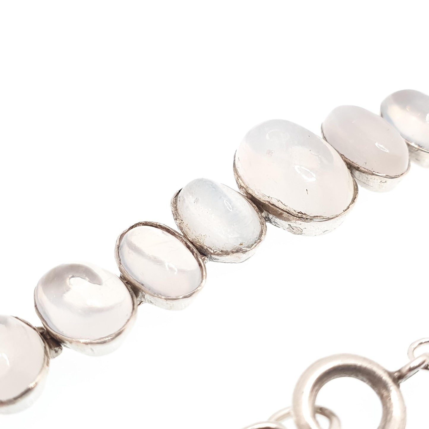 Antique Solid Silver Moonstone Bracelet Edwardian Genuine Real Moonstones Oval Cabochon Adularescence Fine Gift Womens Jewelry Jewellery