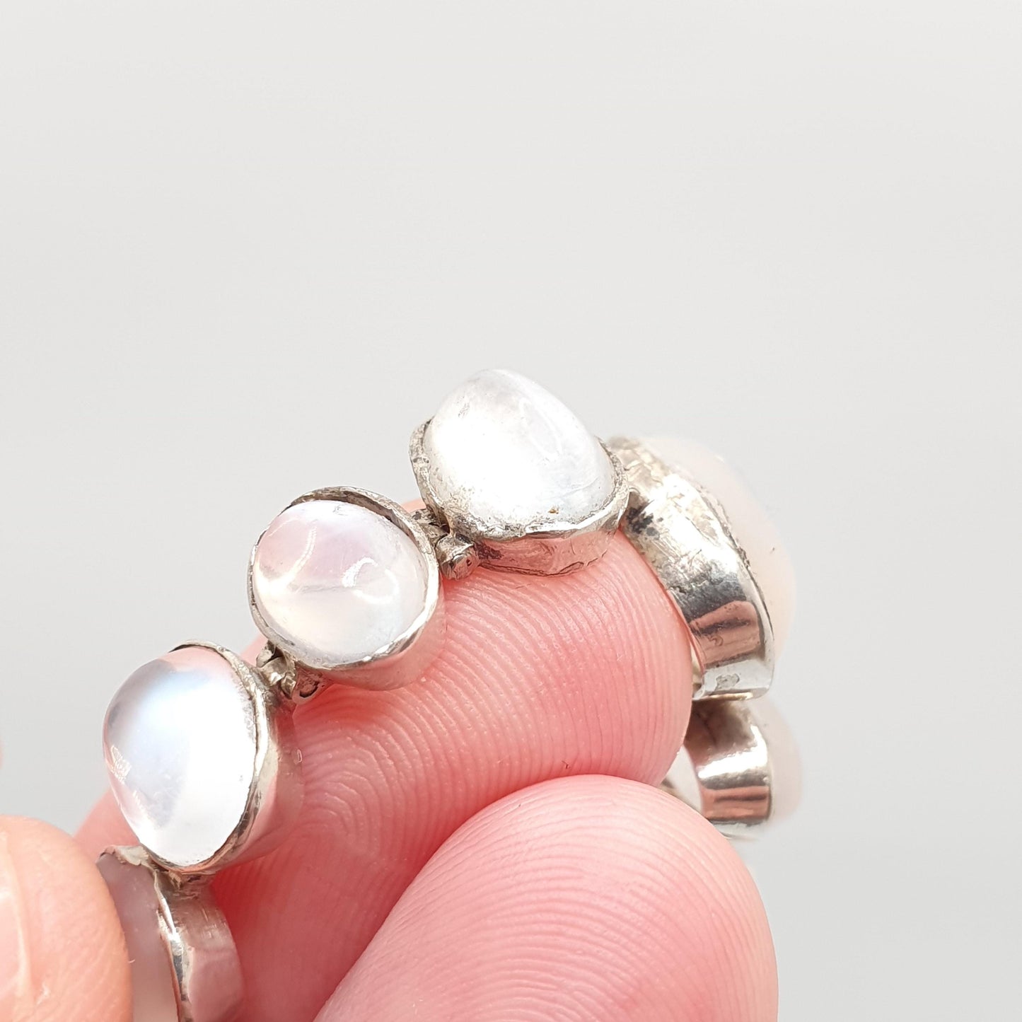 Antique Solid Silver Moonstone Bracelet Edwardian Genuine Real Moonstones Oval Cabochon Adularescence Fine Gift Womens Jewelry Jewellery
