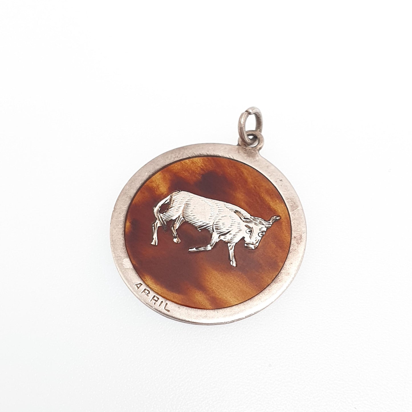 Antique Solid Silver Taurus Necklace Pendant Victorian Pique April Bull Zodiac Horoscope Star Sign Vintage Mens Womens Jewelry Jewellery