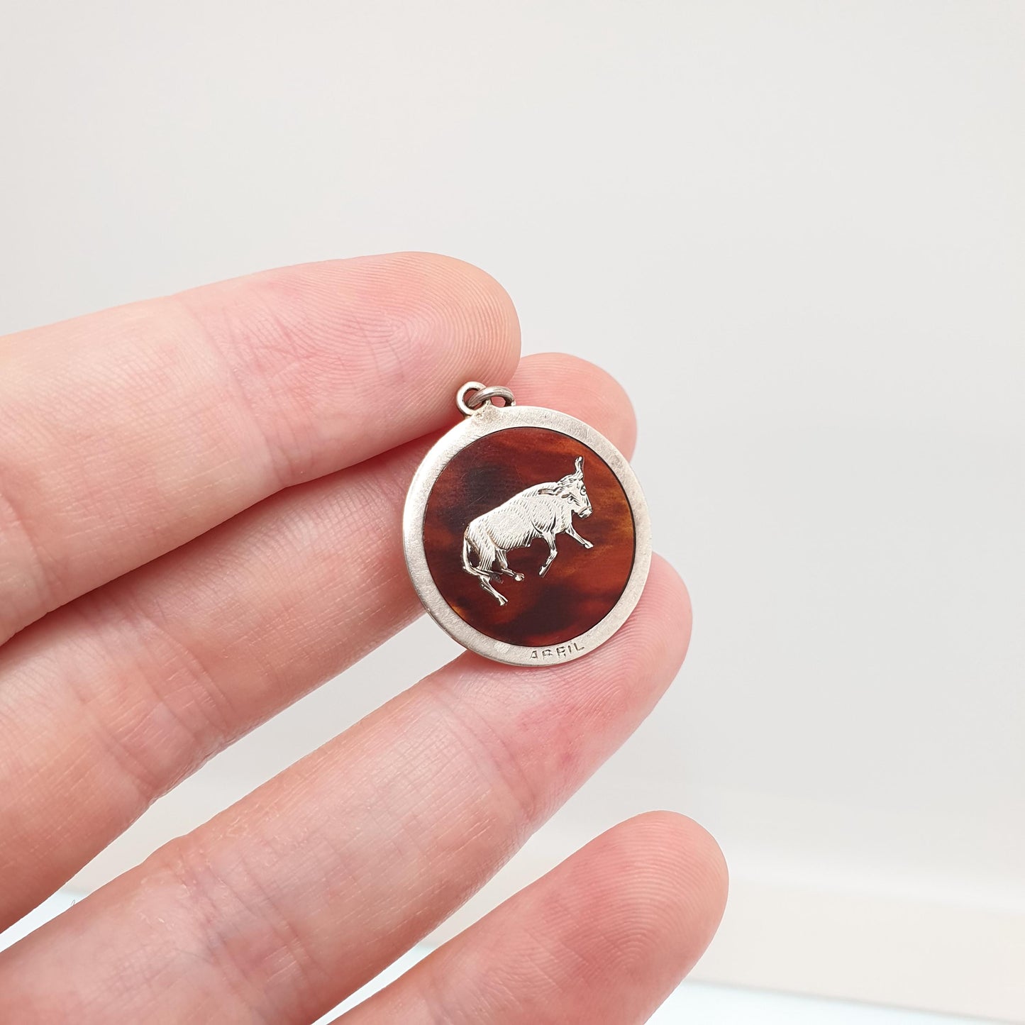 Antique Solid Silver Taurus Necklace Pendant Victorian Pique April Bull Zodiac Horoscope Star Sign Vintage Mens Womens Jewelry Jewellery