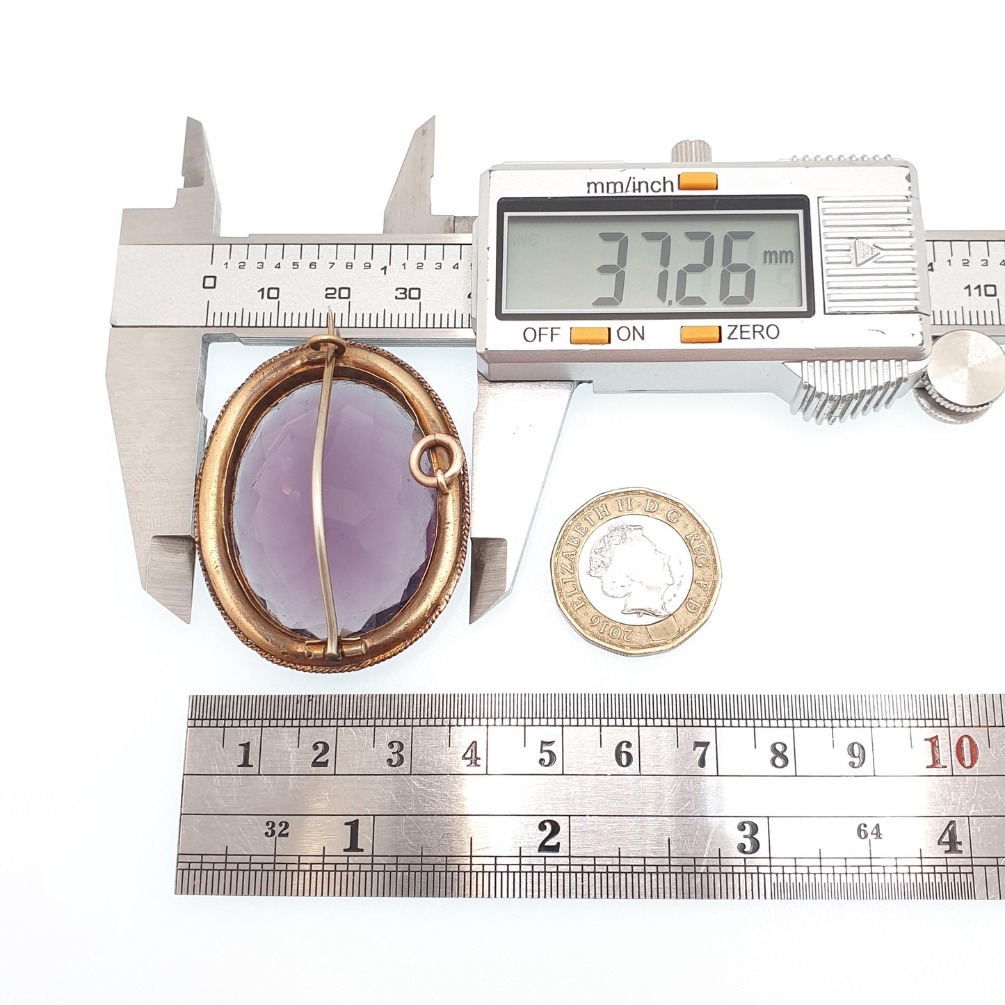 Antique Victorian Amethyst Paste Brooch Pin Simulated Seed Pearl Huge Big Large Gold Gilt Vintage 1800s Rare Womens Jewelry Jewellery