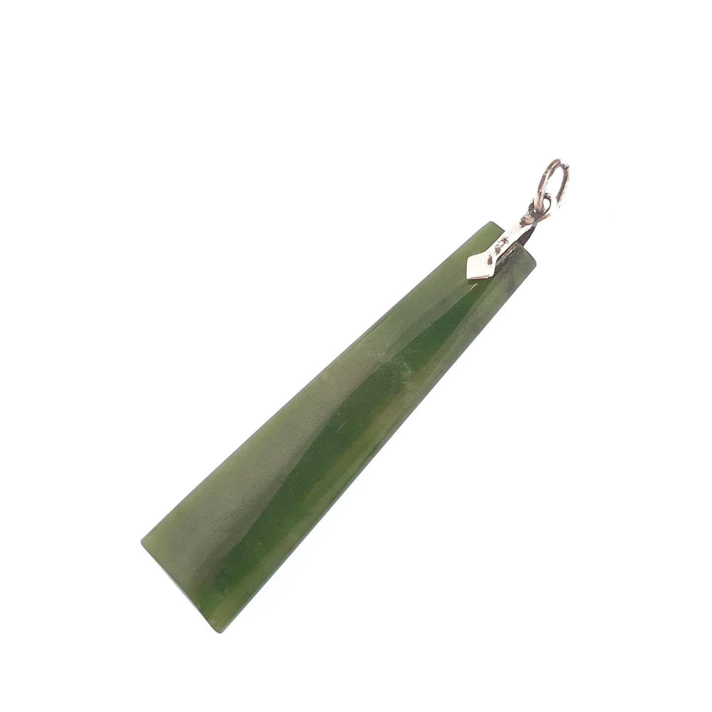 Antique Solid Silver New Zealand Jade Necklace Pendant Victorian New Zealand Maori Nephrite Green Large Shard Gemstone Jewelry Jewellery