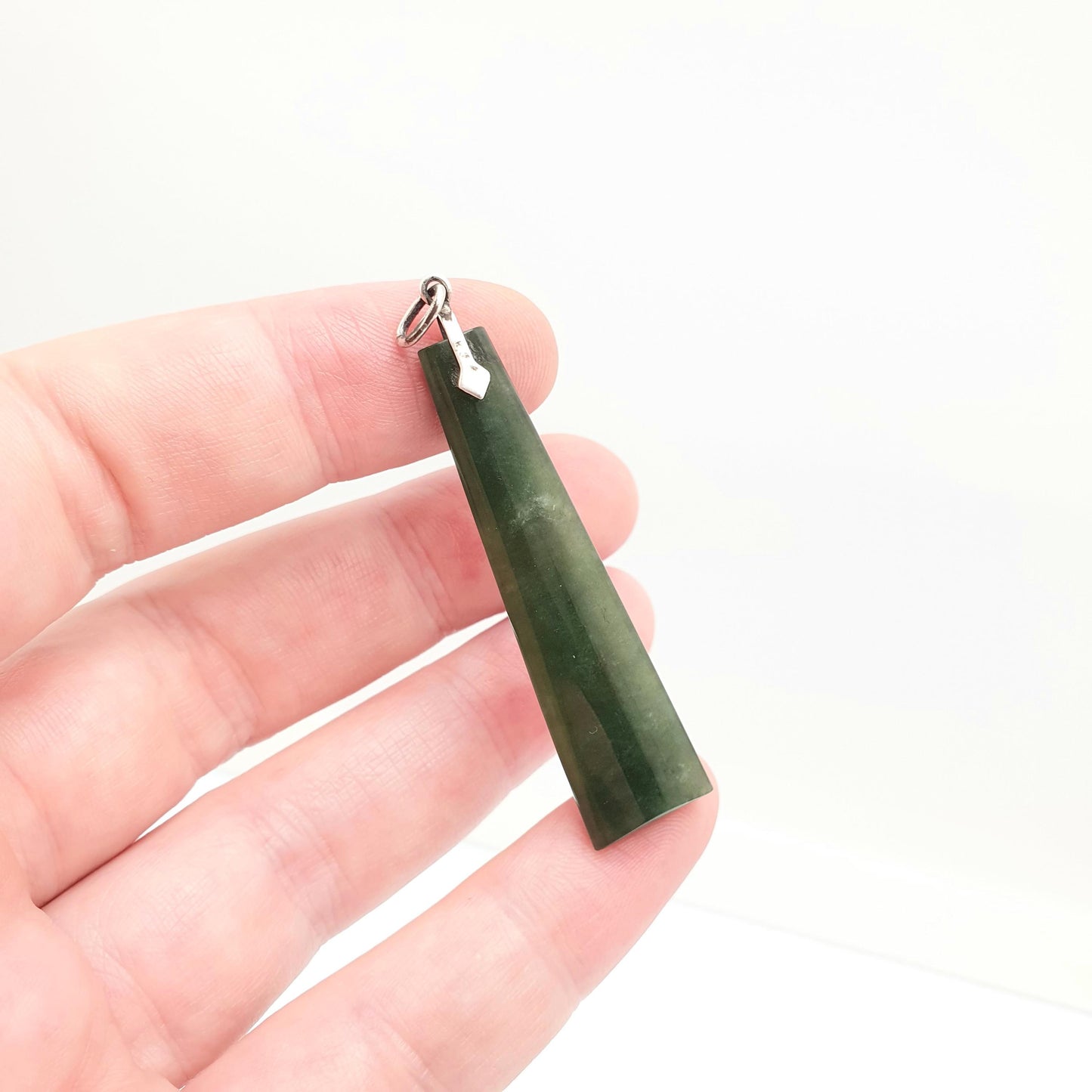 Antique Solid Silver New Zealand Jade Necklace Pendant Victorian New Zealand Maori Nephrite Green Large Shard Gemstone Jewelry Jewellery