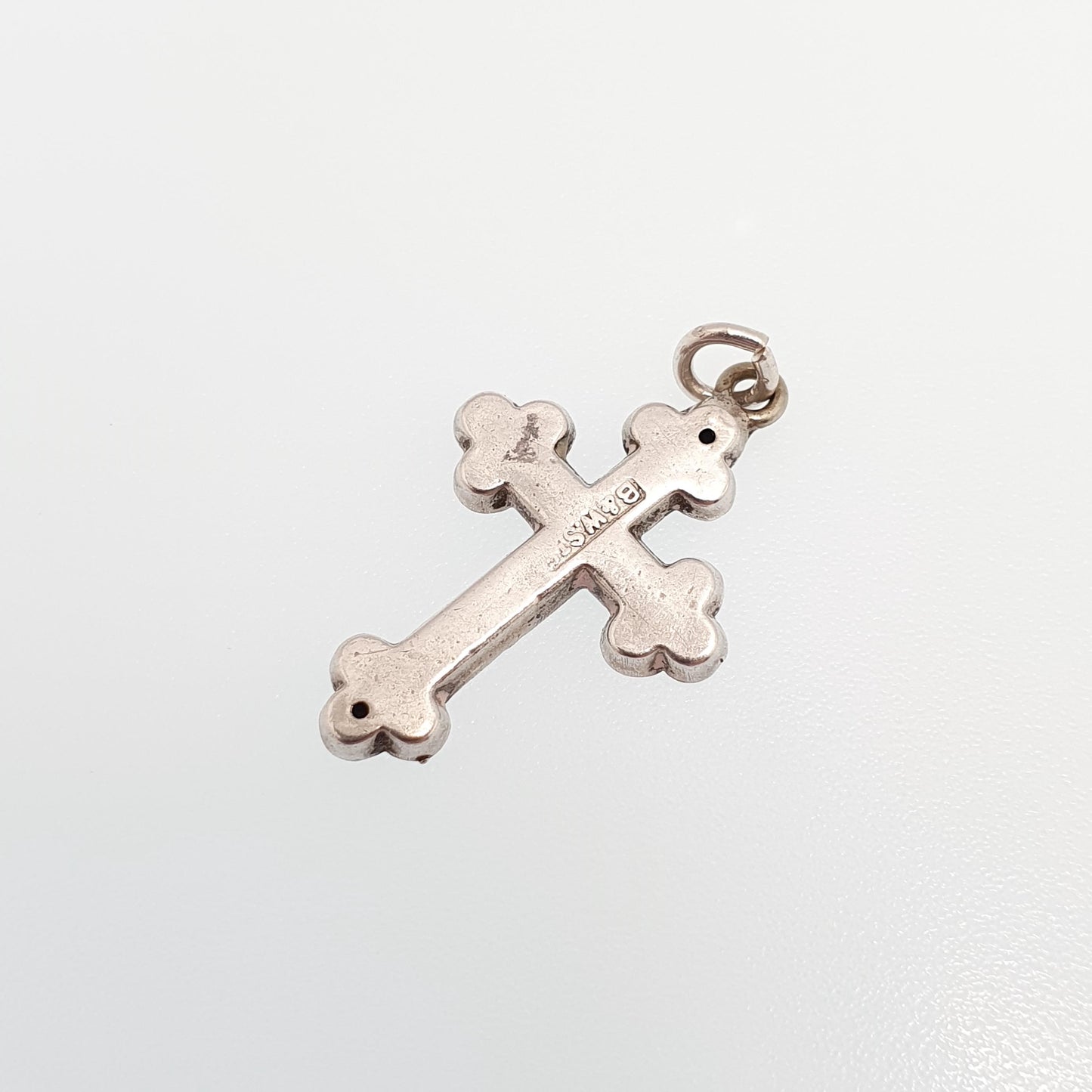 Antique Victorian Sterling Silver Crucifix Necklace Pendant Small Engraved Tiny Cross Charm Christian Jewelry Vintage Womens Jewellery