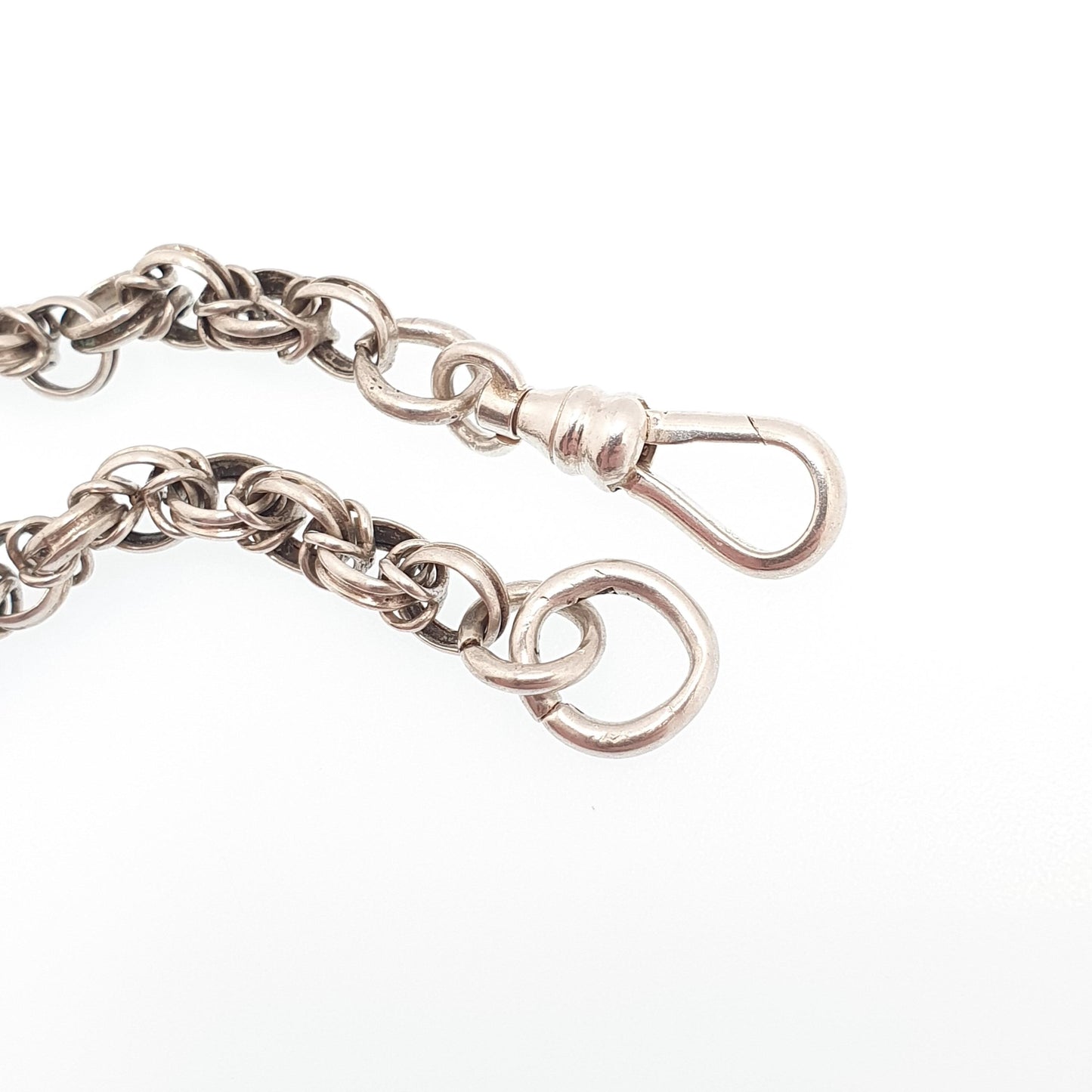 Antique Victorian Solid Silver Belcher Knot Link Bracelet Chain Dog Clip Large Rolo 8.20g 18cm Round Albert Vintage Womens Jewelry Jewellery