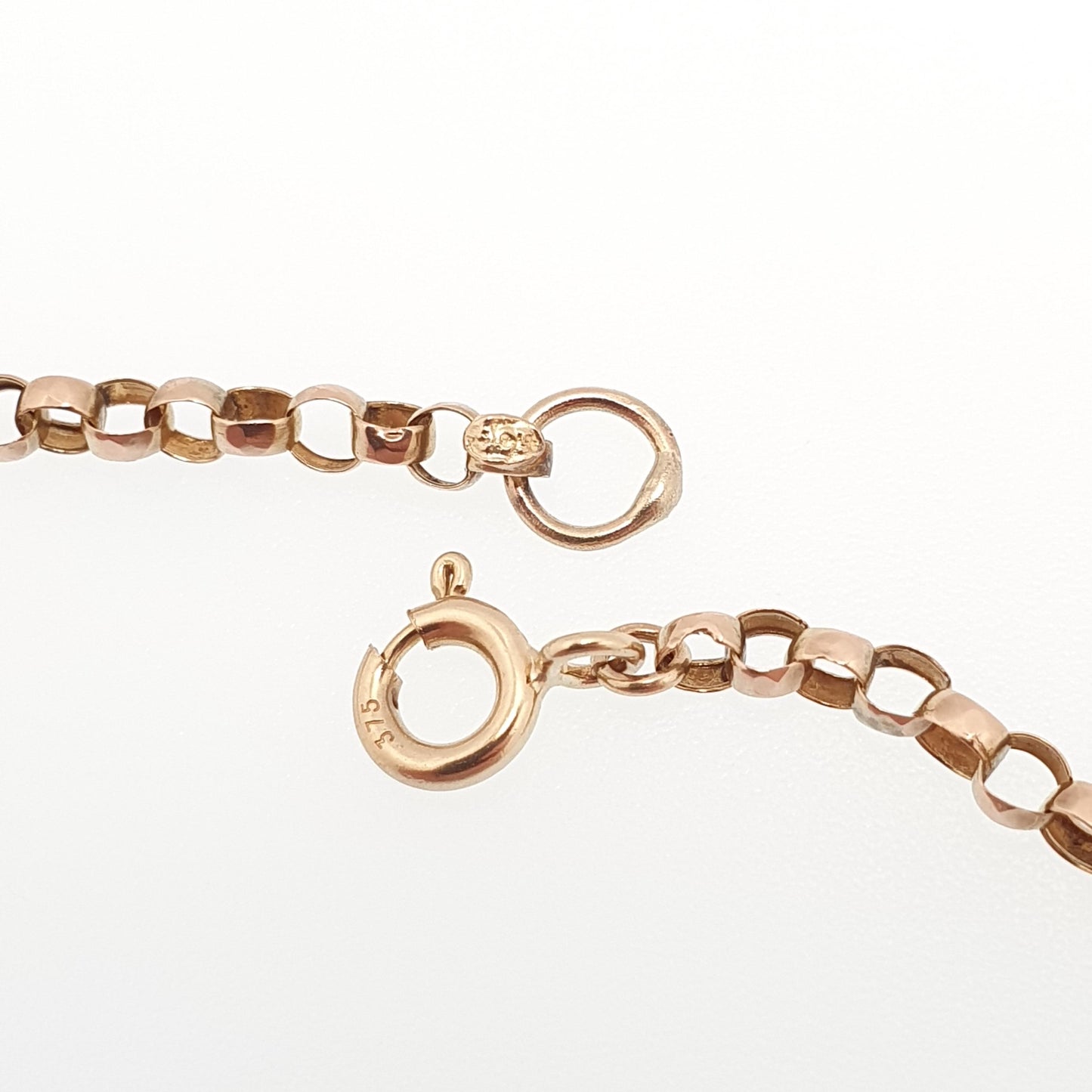 Antique 9ct 9k Rose Gold Chain Necklace Victorian Belcher Staple Link Solid 375 45cm 17.7" 4.19g Rolo Fine Genuine Vintage Womens Jewelry