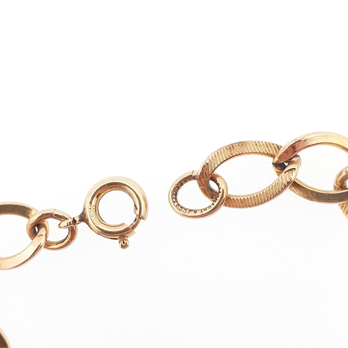 Old Vintage 12kt Rolled Gold Curb Link Bracelet AJC Co 18.5cm 7.25" 6.31g Gold Filled 12k Yellow Etched Thick Jewelry Jewellery Mens Womens