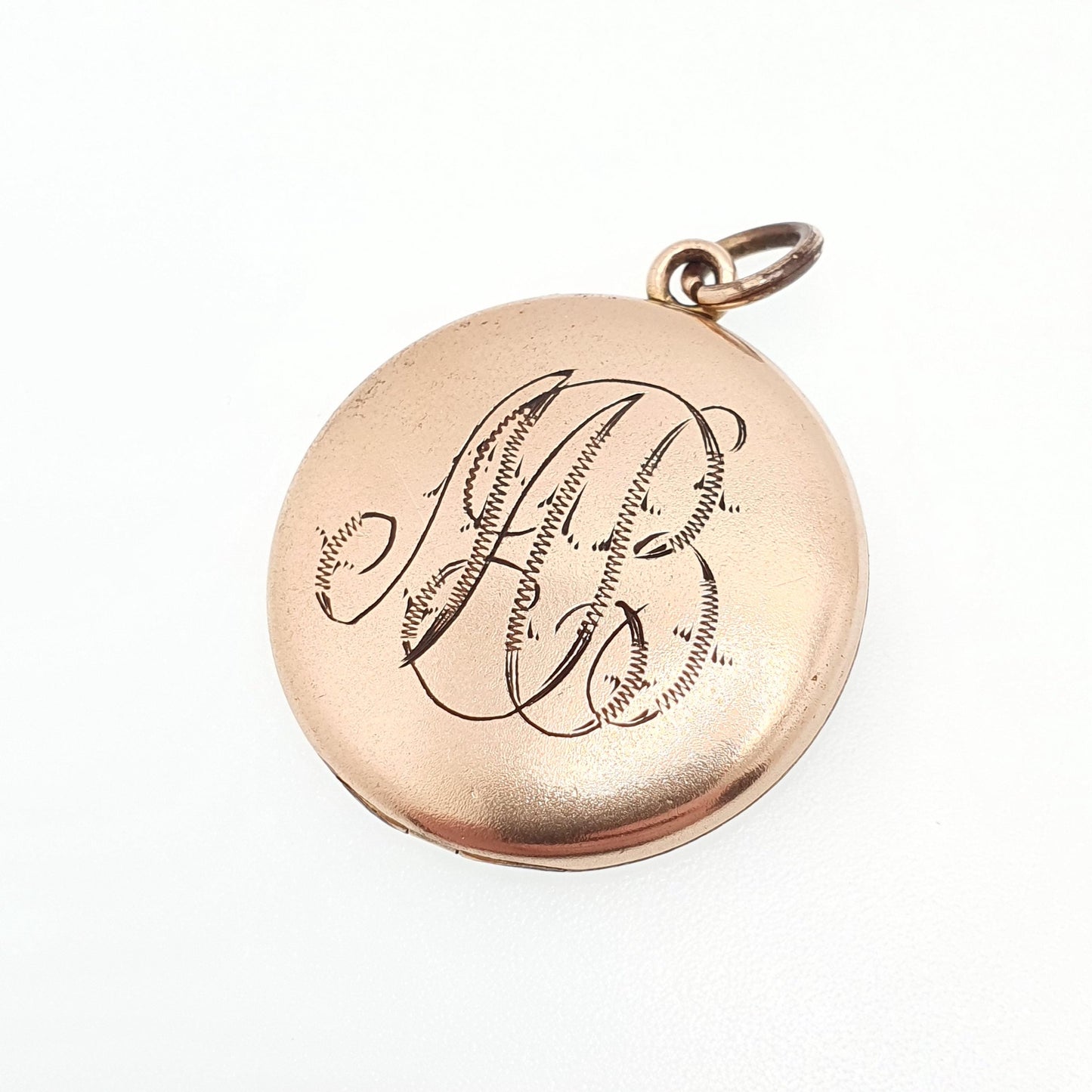 Antique Crescent Moon Rolled Gold Locket Diamond Paste Centre Filled Sparkly Round Circle Rare Photo Womens Vintage Jewelry Jewellery
