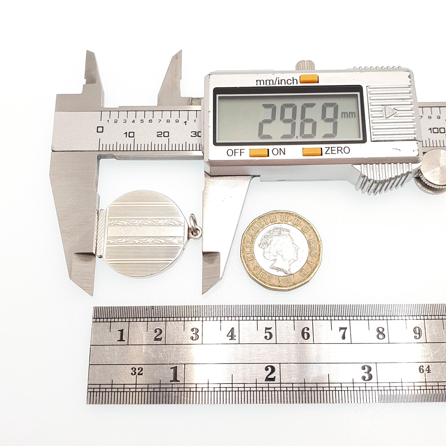 Antique Solid Silver Locket Art Deco Geometric Pattern Round Circle Necklace Pendant Rare Fine 1920s Picture Photo Jewelry Vintage Jewellery